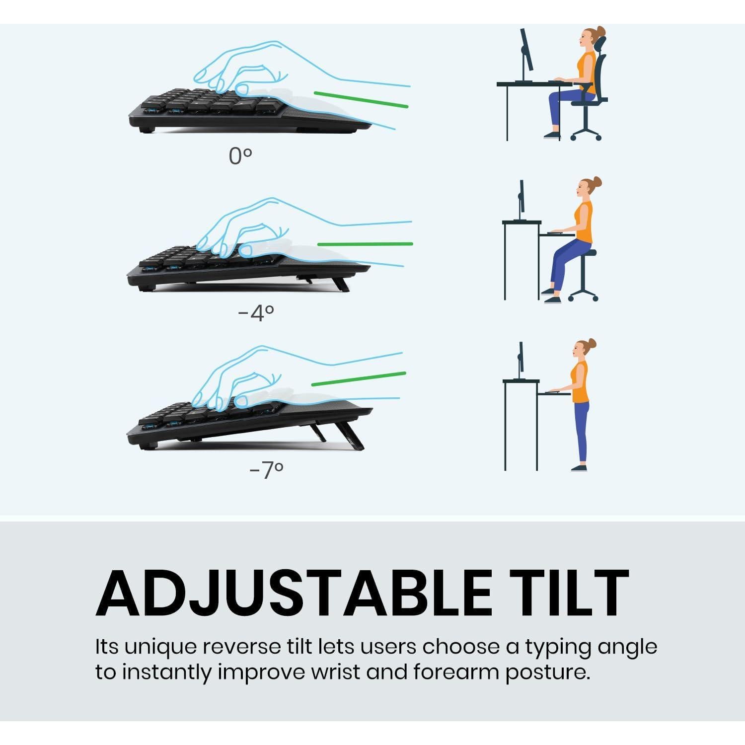 Teclado Mecánico Ergonómico Inalámbrico Perixx PERIBOARD-835 RGB