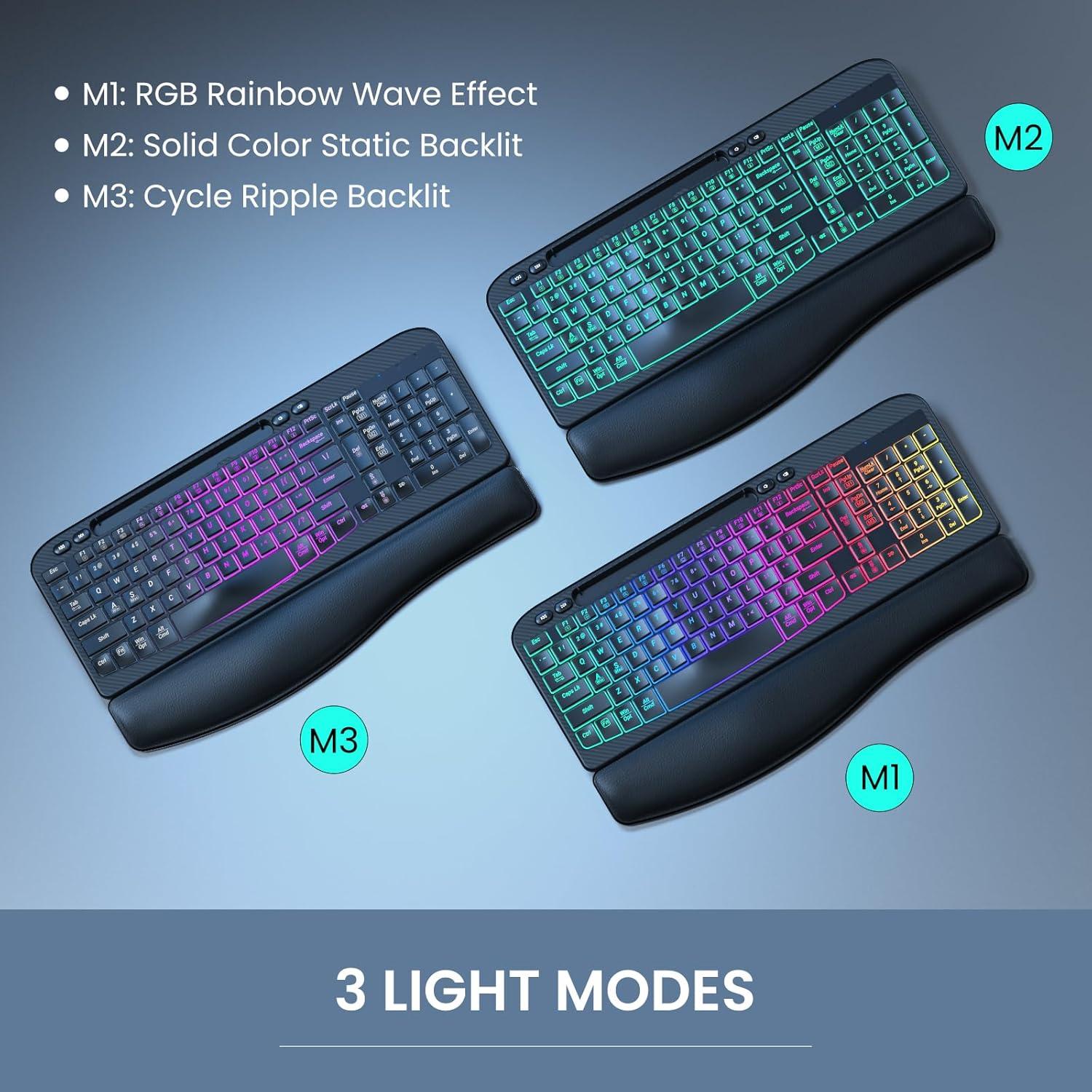 Teclado Ergonomico Retroiluminado VEILZOR con Reposamuñecas