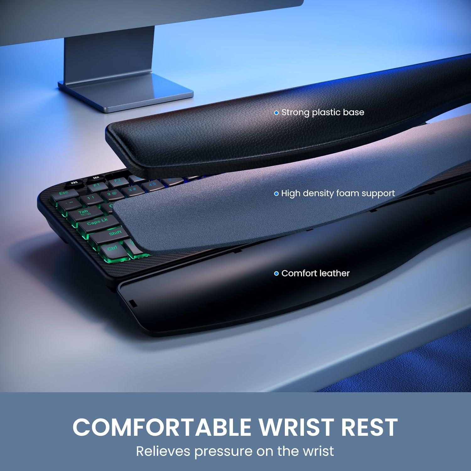 Teclado Ergonomico Retroiluminado VEILZOR con Reposamuñecas