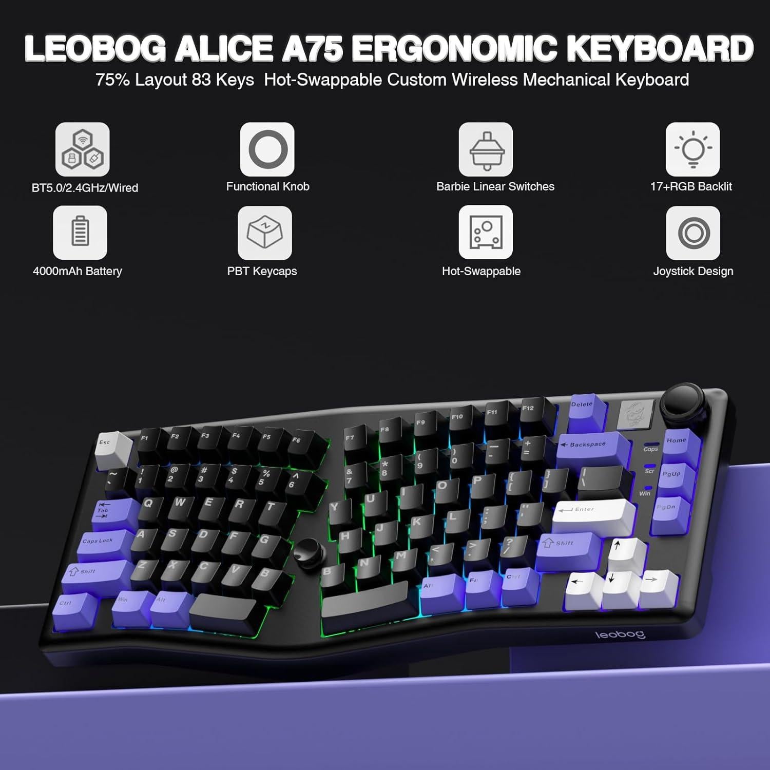 Teclado Mecánico Inalámbrico Leobog A75 Ergonómico RGB