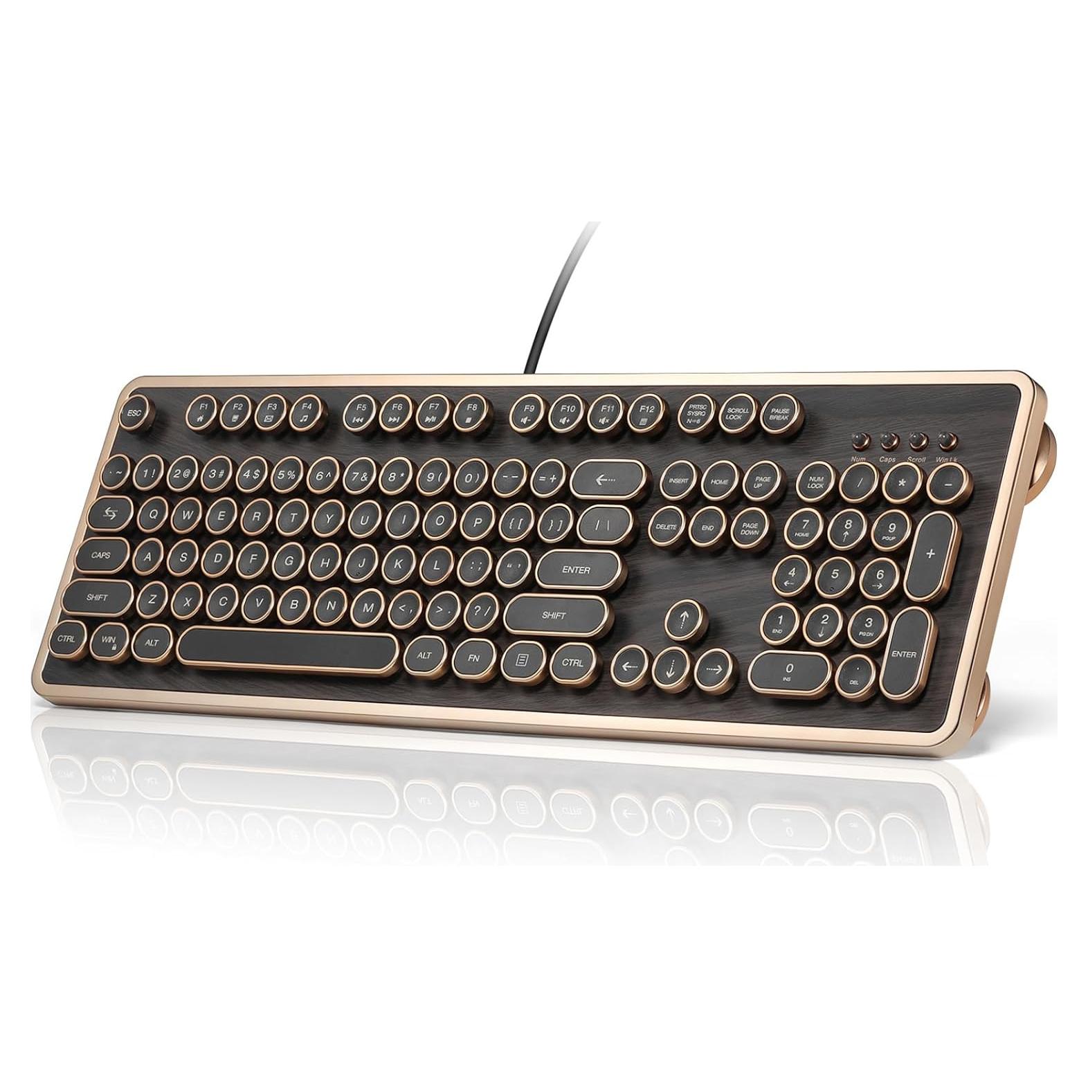 Teclado Mecánico Retro GLENCREAG RK104 104 Teclas Marrón