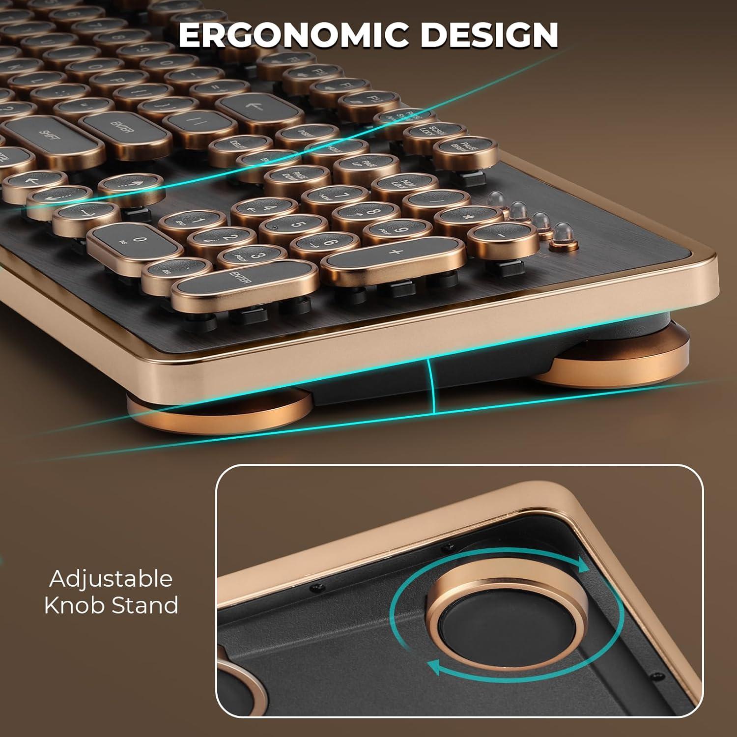 Teclado Mecánico Retro GLENCREAG RK104 104 Teclas Marrón