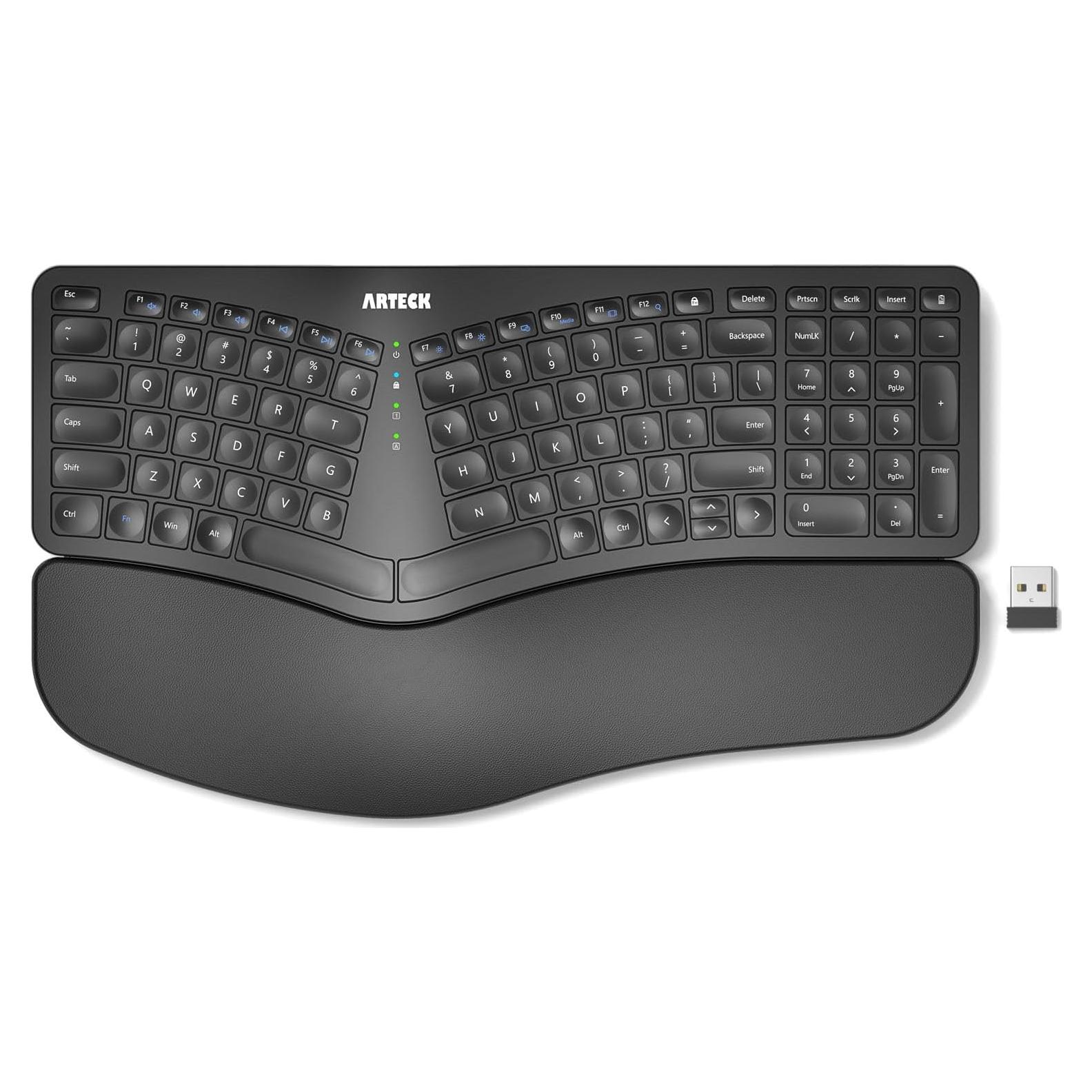 Teclado Ergonómico Dividido Arteck Inalámbrico USB con Reposamuñecas