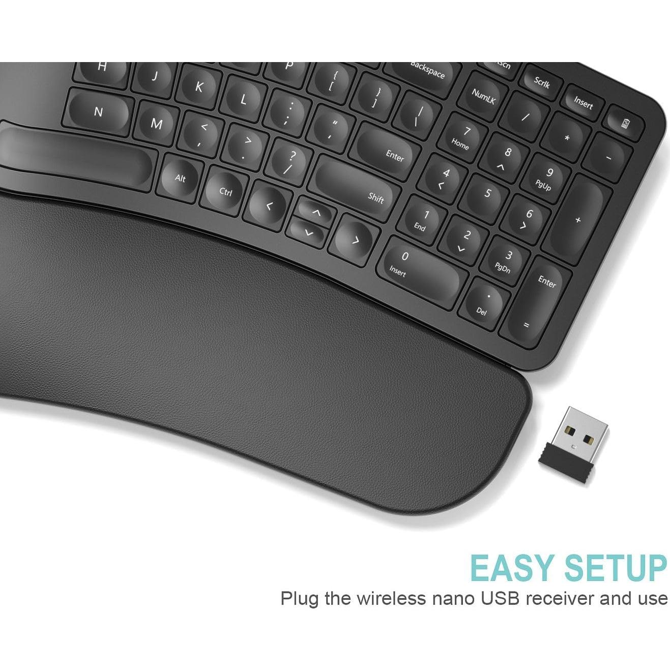 Teclado Ergonómico Dividido Arteck Inalámbrico USB con Reposamuñecas