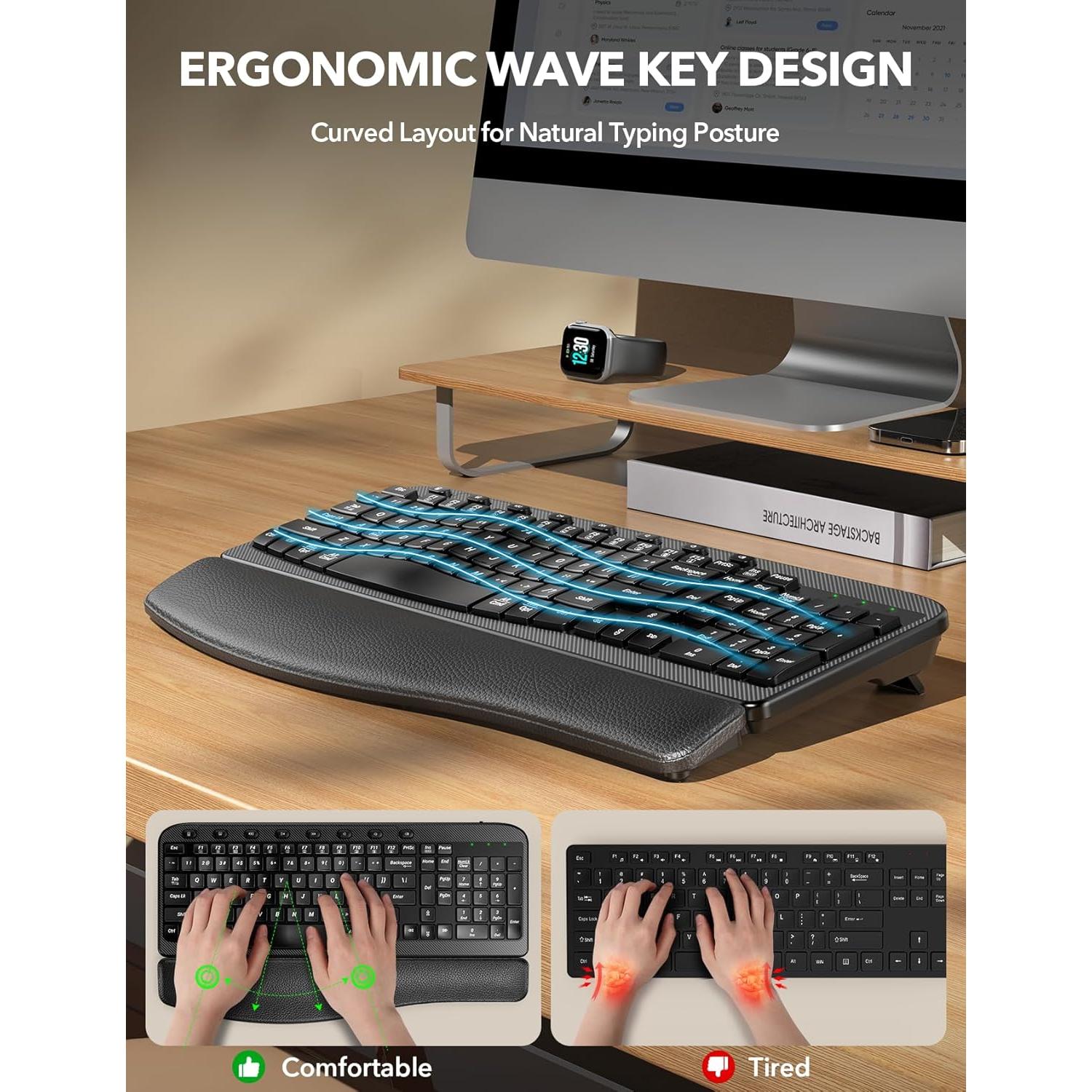 Teclado Inalámbrico SABLUTE KG812A Ergonómico con Reposamuñecas