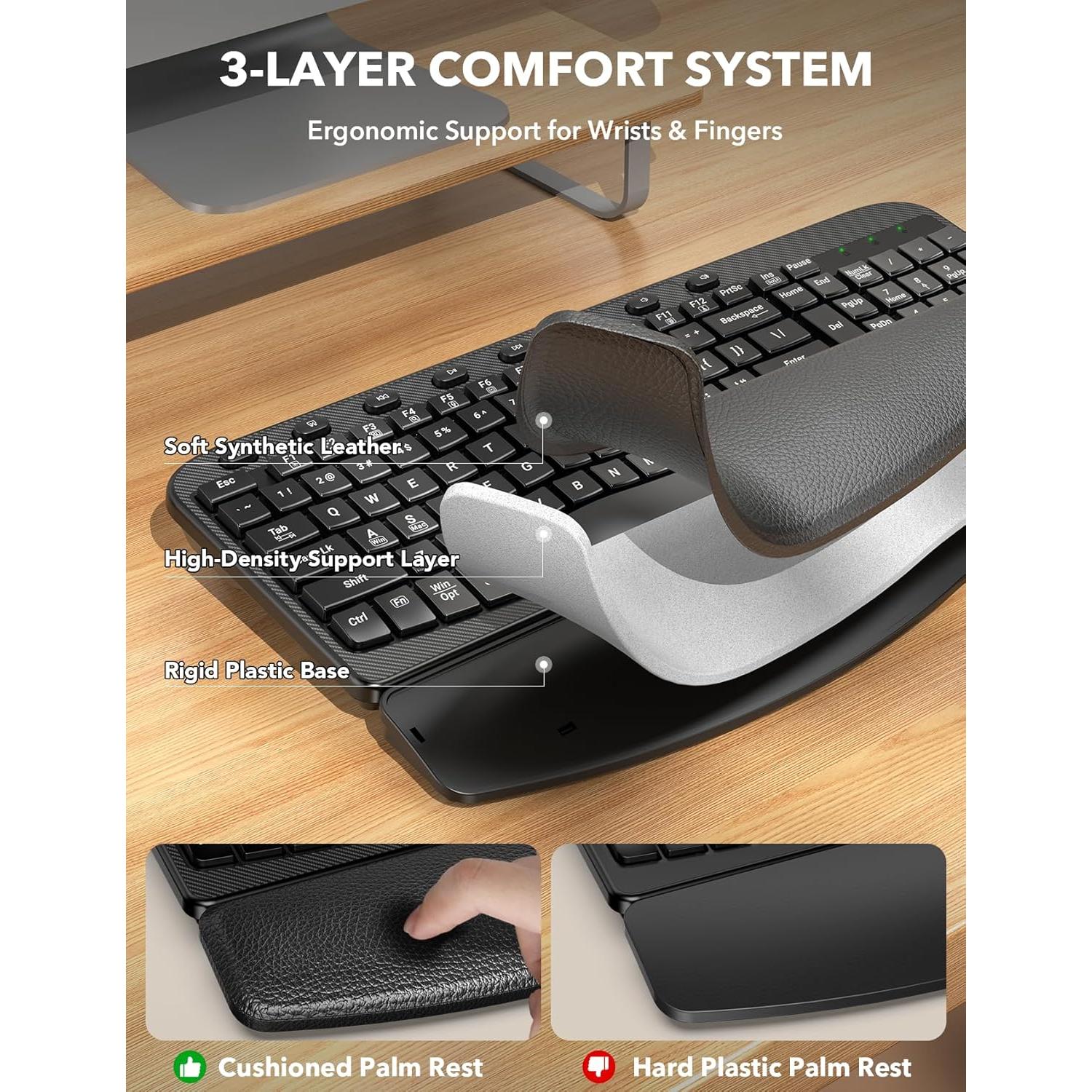 Teclado Inalámbrico SABLUTE KG812A Ergonómico con Reposamuñecas