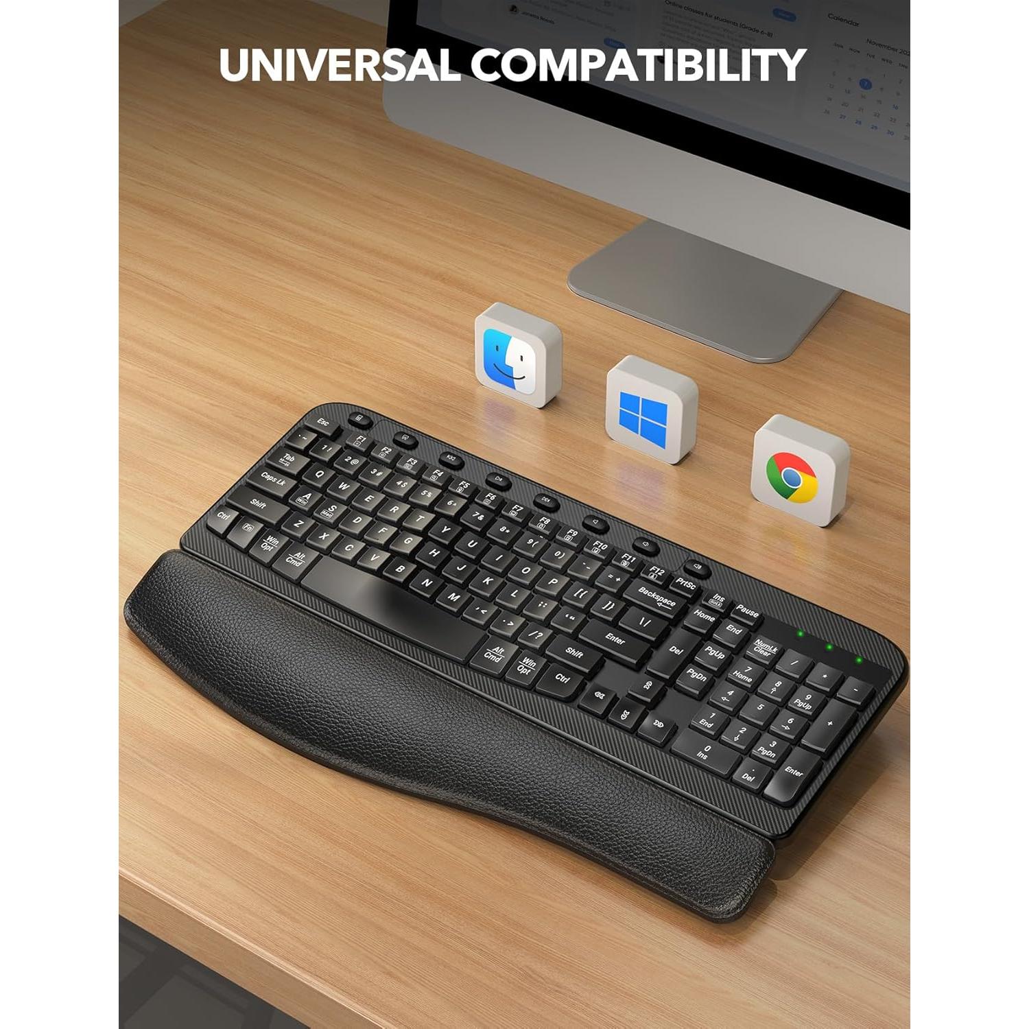 Teclado Inalámbrico SABLUTE KG812A Ergonómico con Reposamuñecas