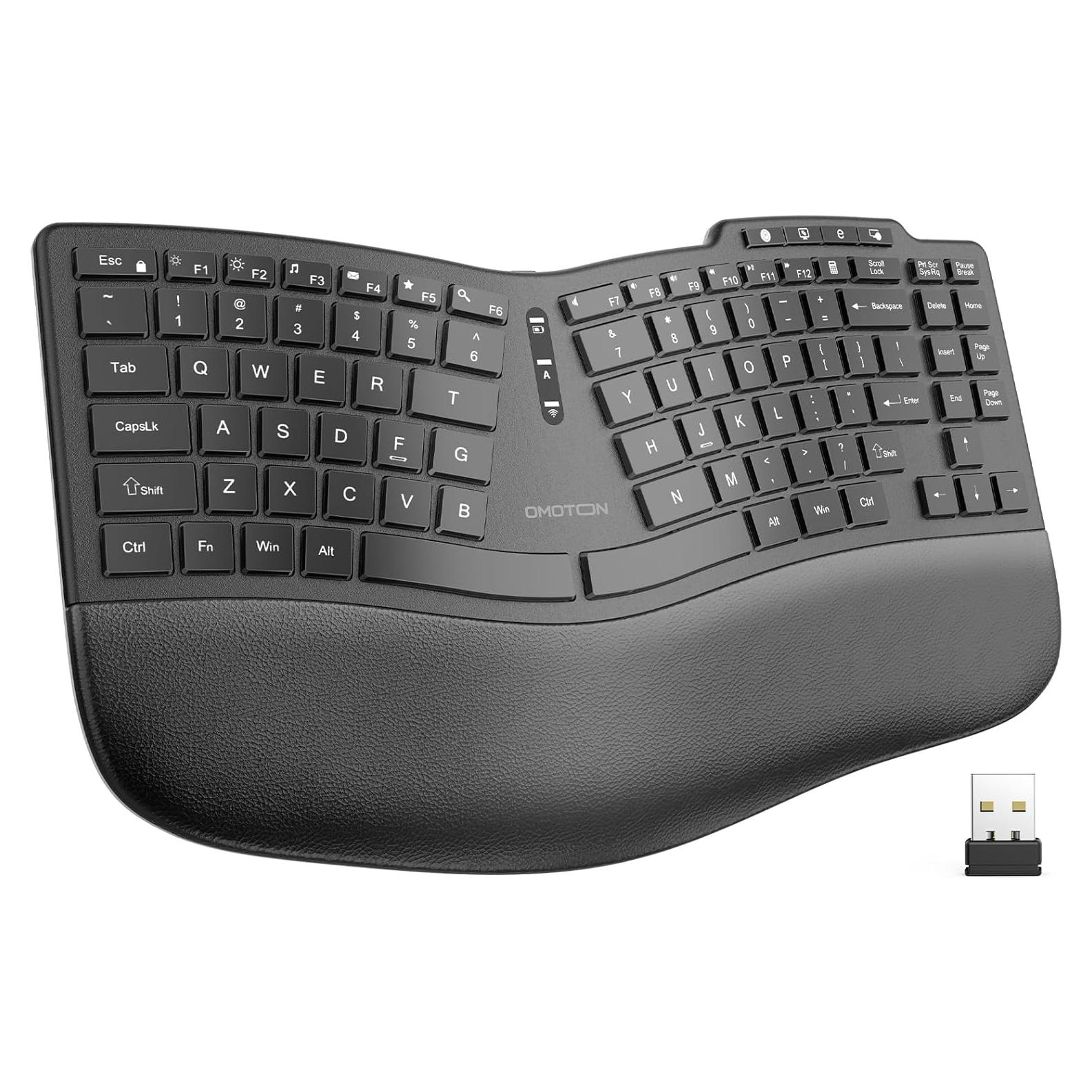 Teclado Inalámbrico Dividido Ergonómico OMOTON, Recargable 2.4G