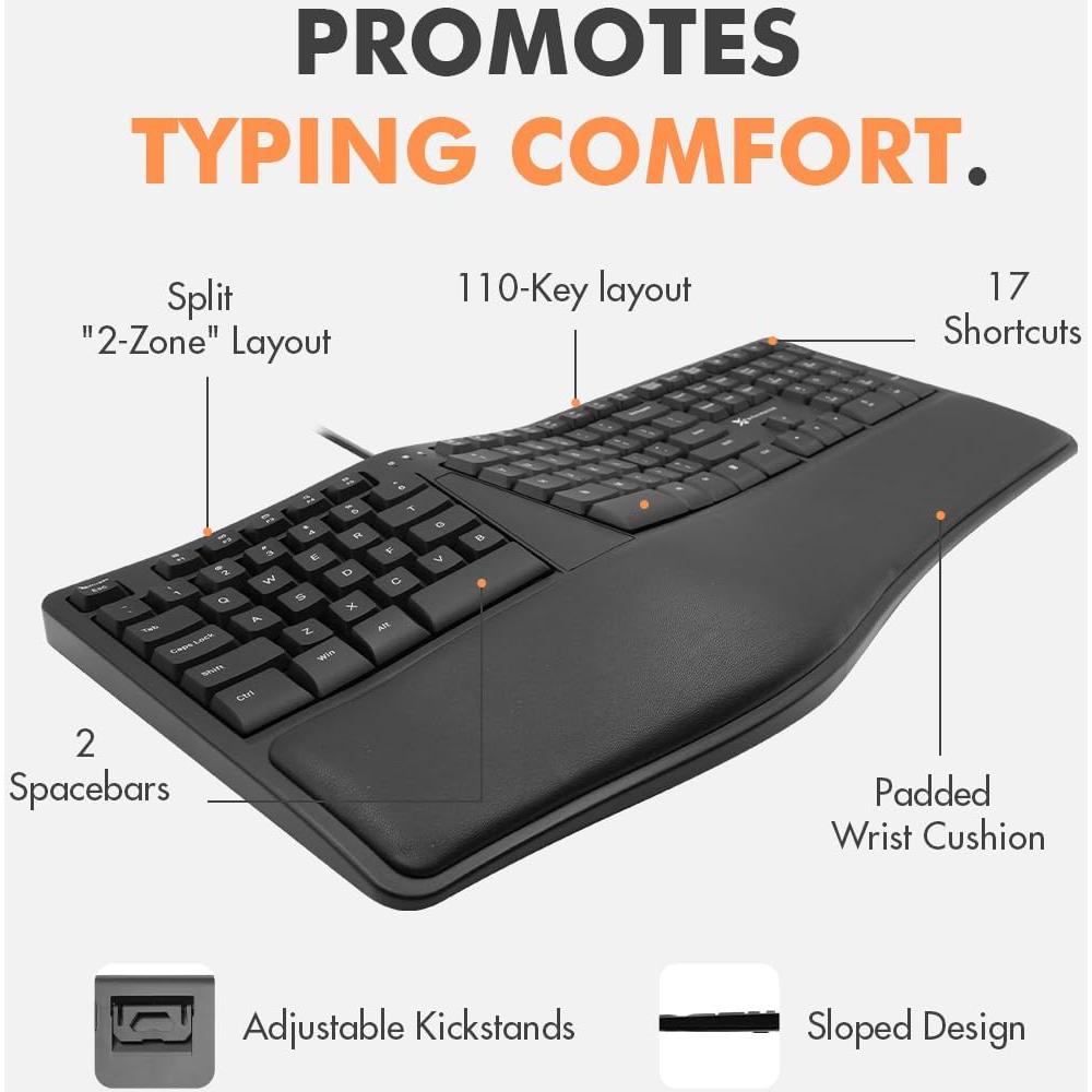 Teclado Ergonómico X9 con Reposamuñecas Acolchado 110 Teclas