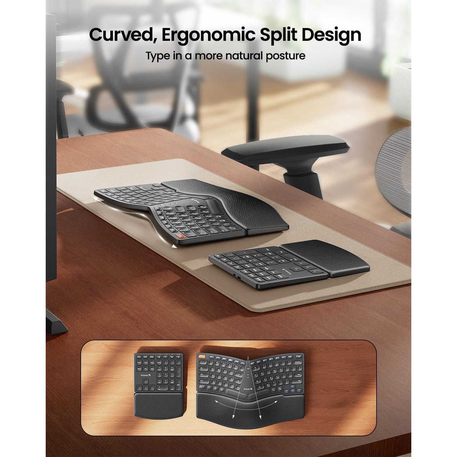 Teclado Ergonómico Inalámbrico ProtoArc EK04 con Numérico