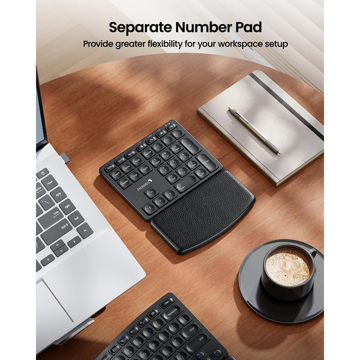 Teclado Ergonómico Inalámbrico ProtoArc EK04 con Numérico