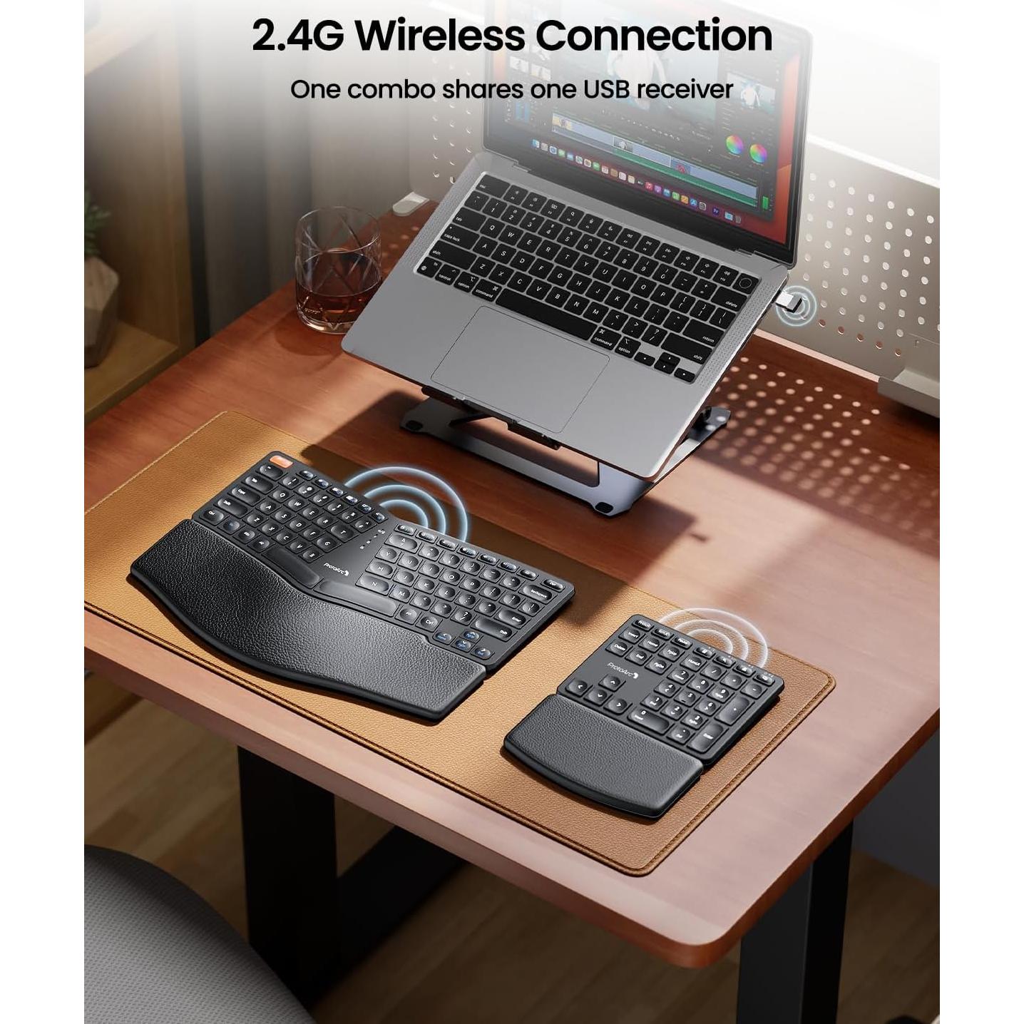 Teclado Ergonómico Inalámbrico ProtoArc EK04 con Numérico