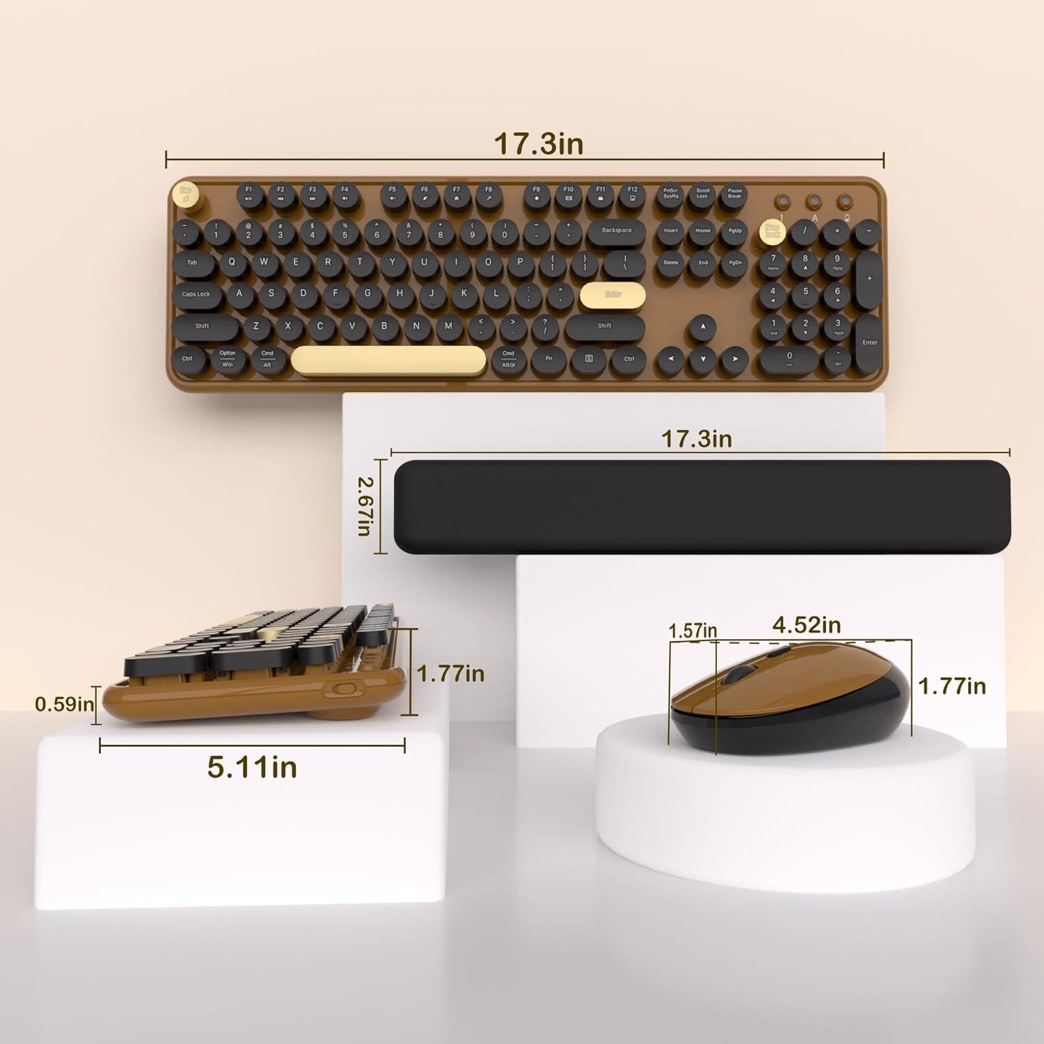 Combo Teclado y Ratón Inalámbricos Retro Café-Negro