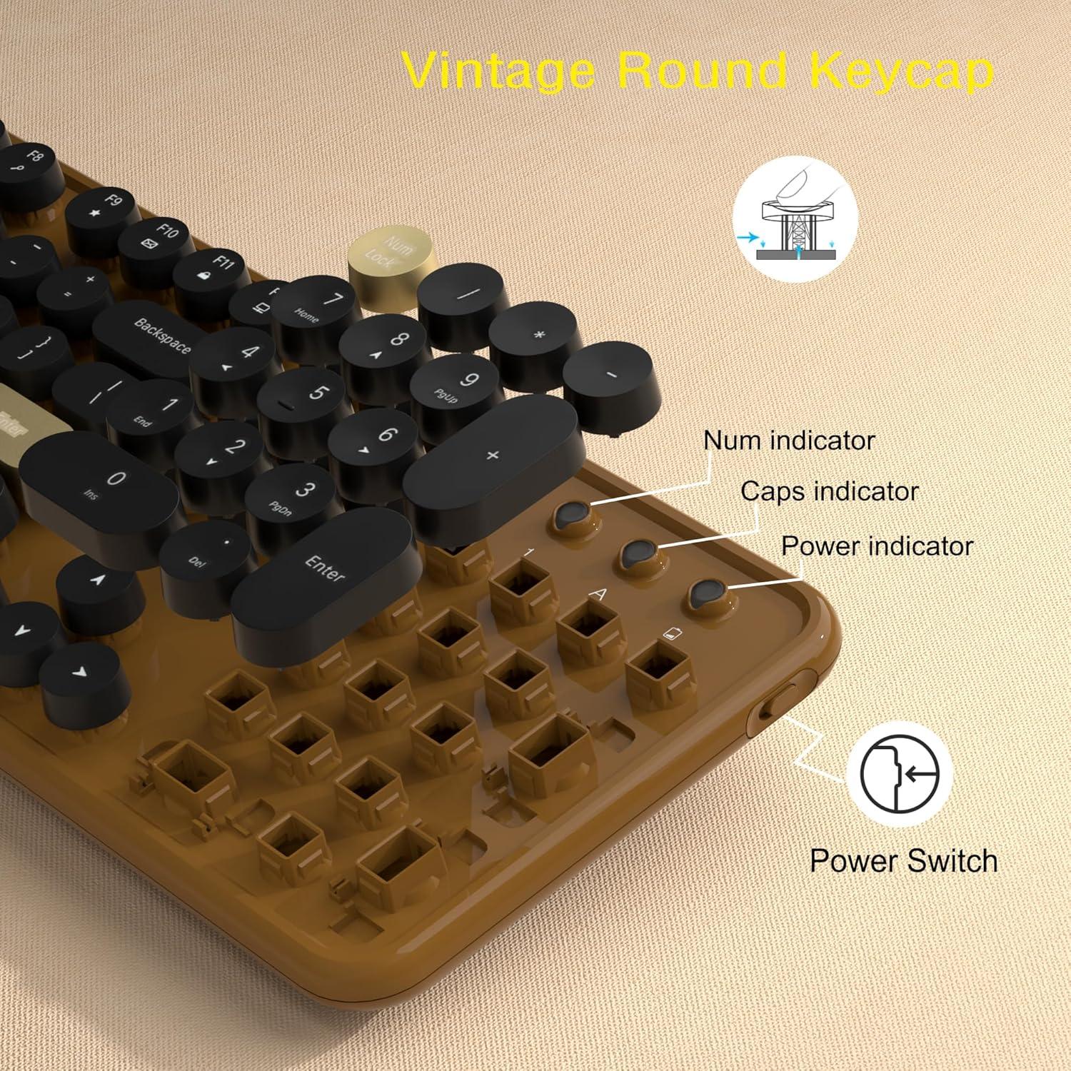 Combo Teclado y Ratón Inalámbricos Retro Café-Negro