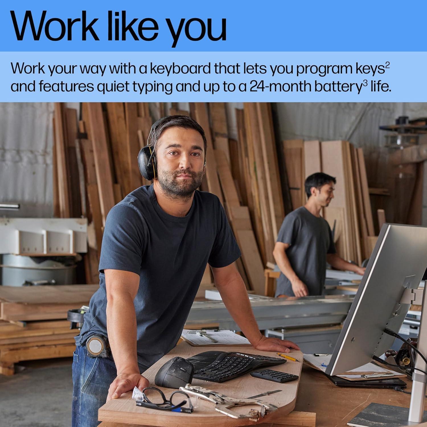 Teclado Inalámbrico Ergonómico HP 960 - Conexión Bluetooth y Dongle