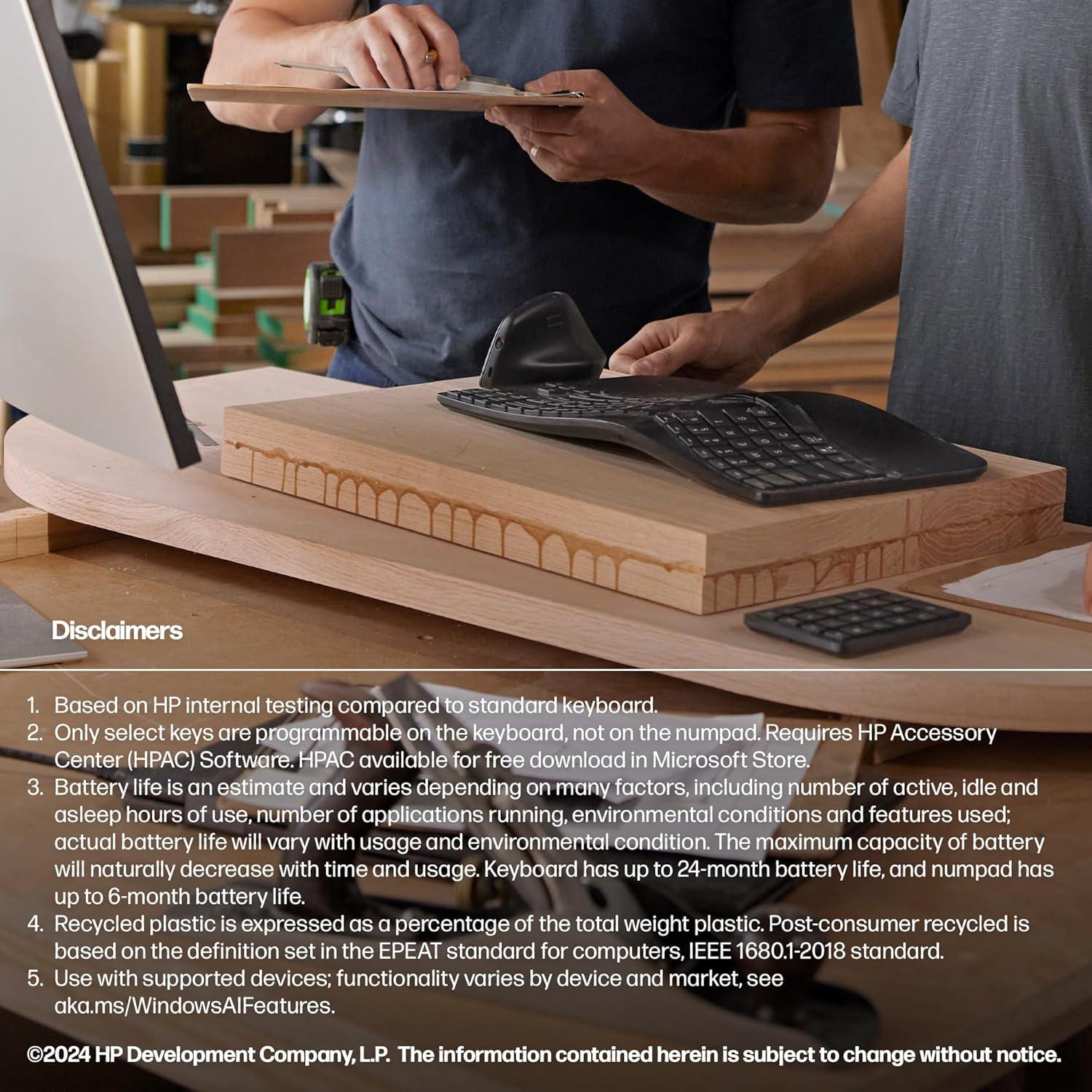 Teclado Inalámbrico Ergonómico HP 960 - Conexión Bluetooth y Dongle