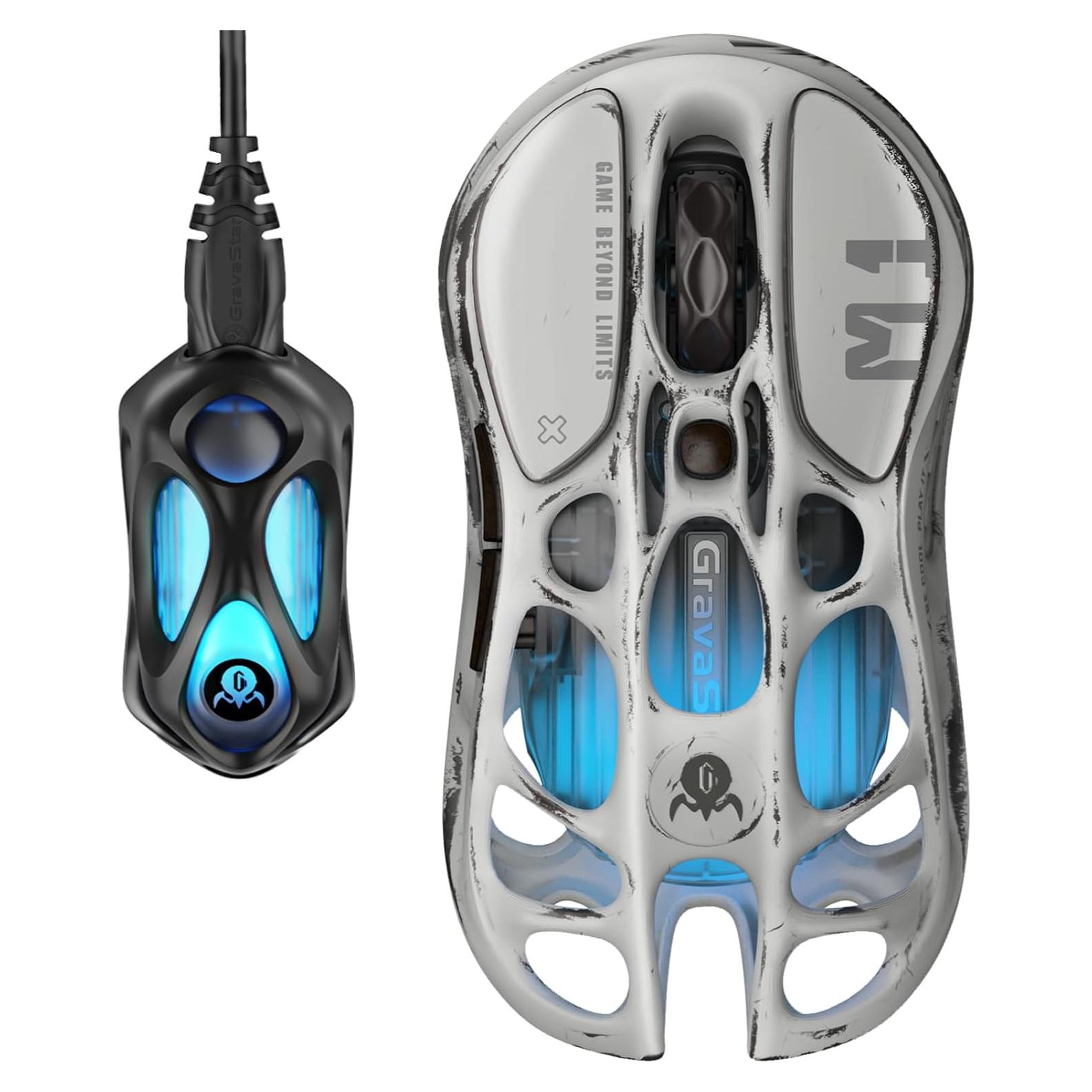 GravaStar Computer Mouse, Mercury M1 Pro Wireless Gaming Mouse with PAW3395DM Sensor, Magnesium Alloy Handcrafted Vintage Finish, 26000 DPI, 5 Programmable Buttons, Outfit with 1K & 4K Dongle