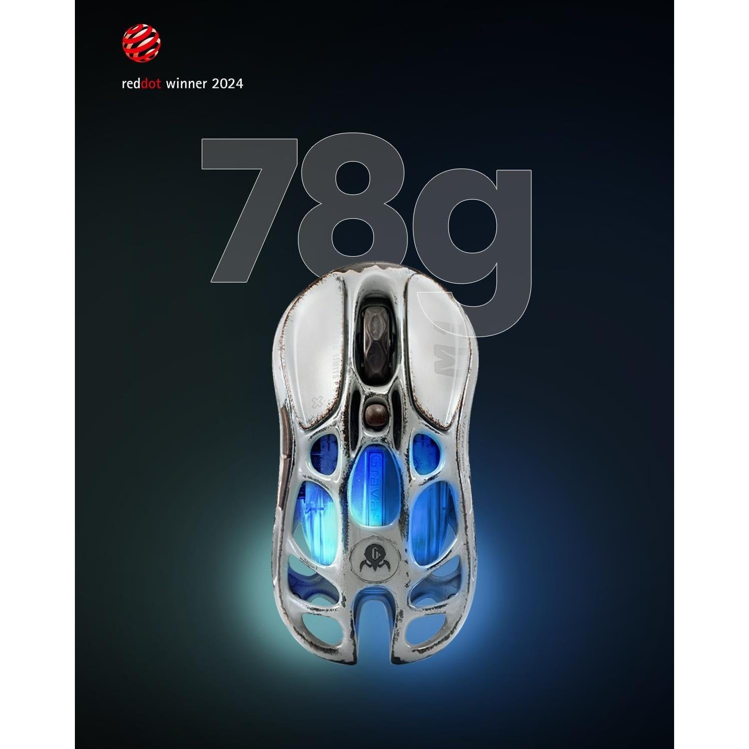 GravaStar Computer Mouse, Mercury M1 Pro Wireless Gaming Mouse with PAW3395DM Sensor, Magnesium Alloy Handcrafted Vintage Finish, 26000 DPI, 5 Programmable Buttons, Outfit with 1K & 4K Dongle