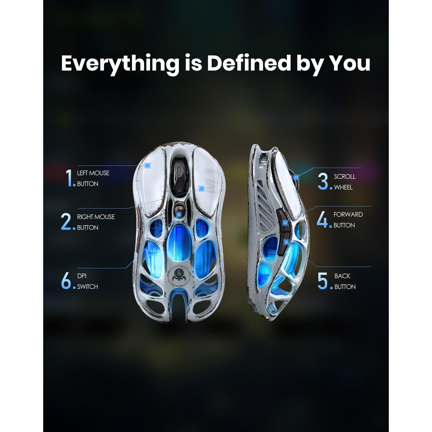 GravaStar Computer Mouse, Mercury M1 Pro Wireless Gaming Mouse with PAW3395DM Sensor, Magnesium Alloy Handcrafted Vintage Finish, 26000 DPI, 5 Programmable Buttons, Outfit with 1K & 4K Dongle