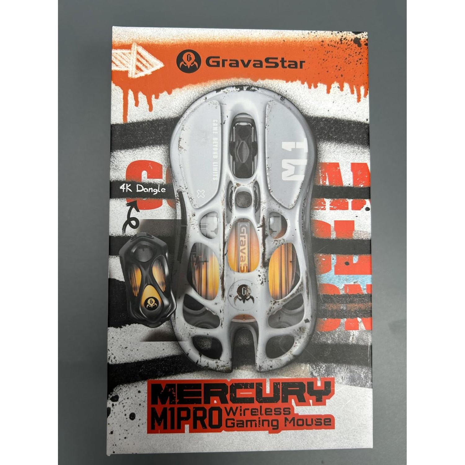 GravaStar Computer Mouse, Mercury M1 Pro Wireless Gaming Mouse with PAW3395DM Sensor, Magnesium Alloy Handcrafted Vintage Finish, 26000 DPI, 5 Programmable Buttons, Outfit with 1K & 4K Dongle