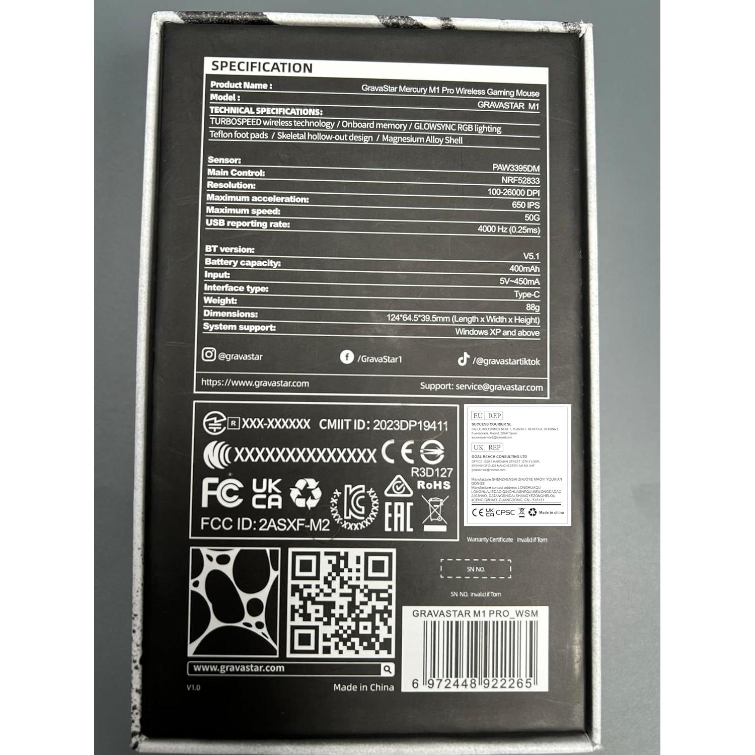 GravaStar Computer Mouse, Mercury M1 Pro Wireless Gaming Mouse with PAW3395DM Sensor, Magnesium Alloy Handcrafted Vintage Finish, 26000 DPI, 5 Programmable Buttons, Outfit with 1K & 4K Dongle