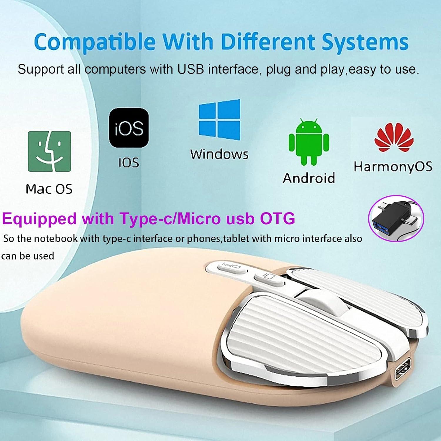 Ratón Inalámbrico Recargable Junsida Tutushu 2400DPI Color Crema