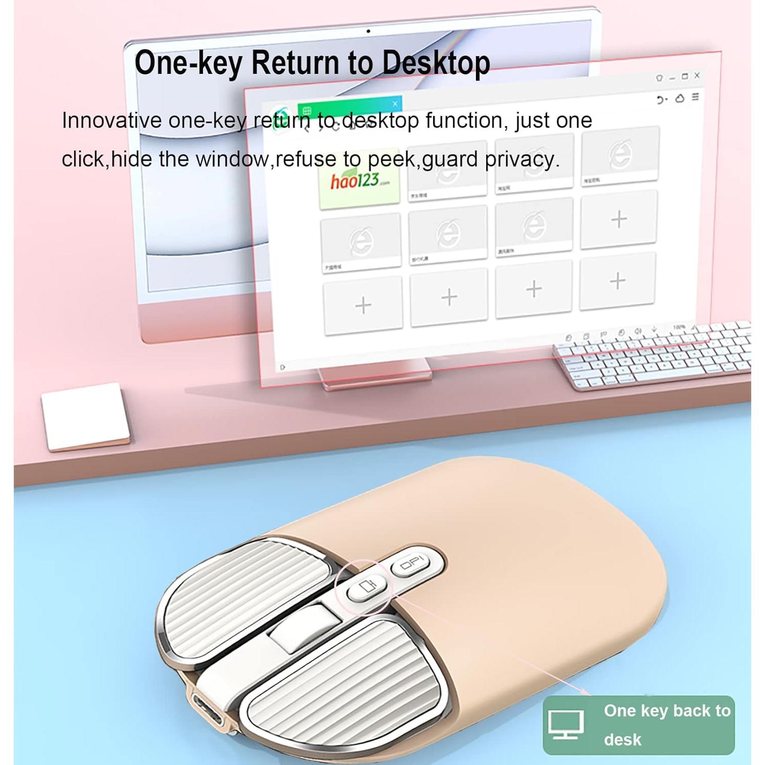 Ratón Inalámbrico Recargable Junsida Tutushu 2400DPI Color Crema