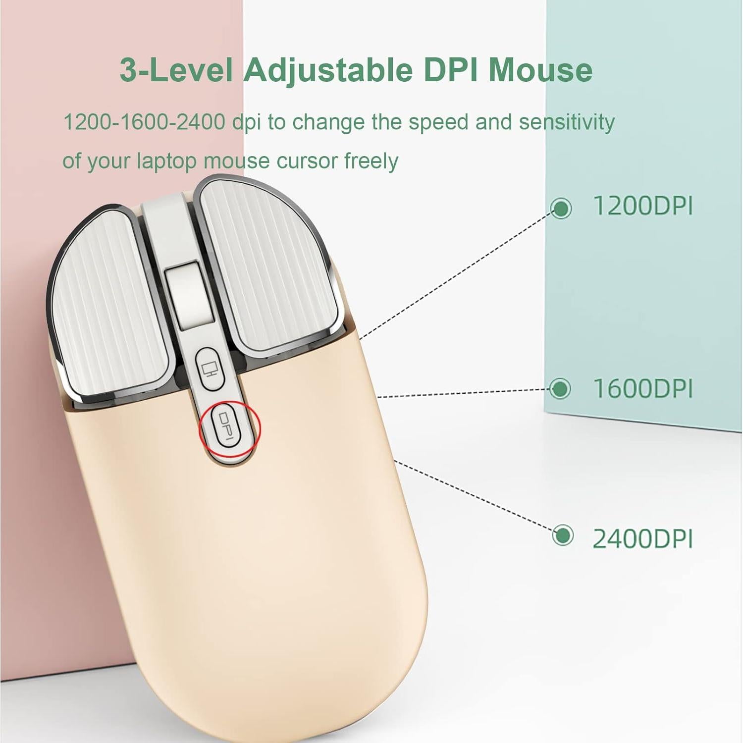 Ratón Inalámbrico Recargable Junsida Tutushu 2400DPI Color Crema