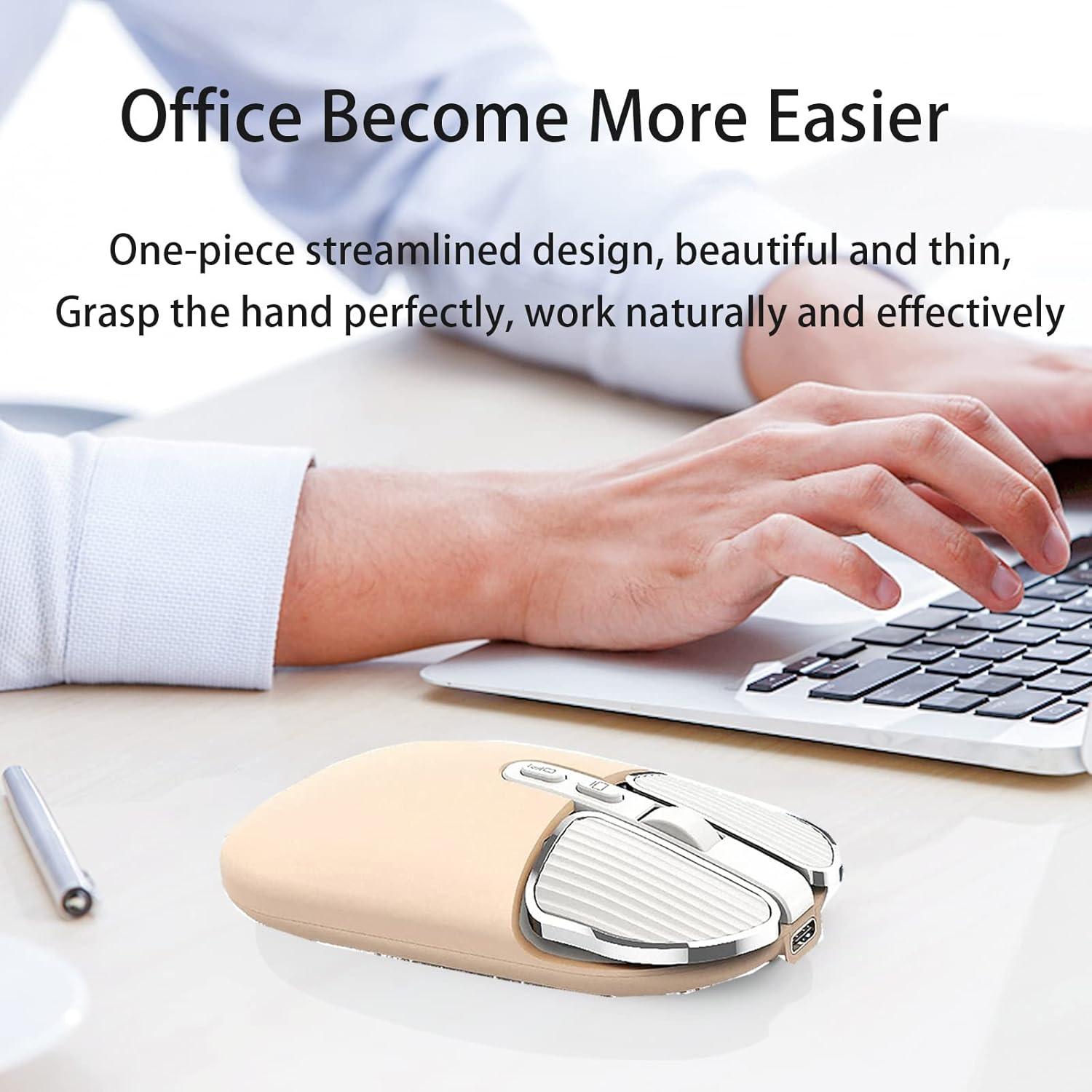 Ratón Inalámbrico Recargable Junsida Tutushu 2400DPI Color Crema