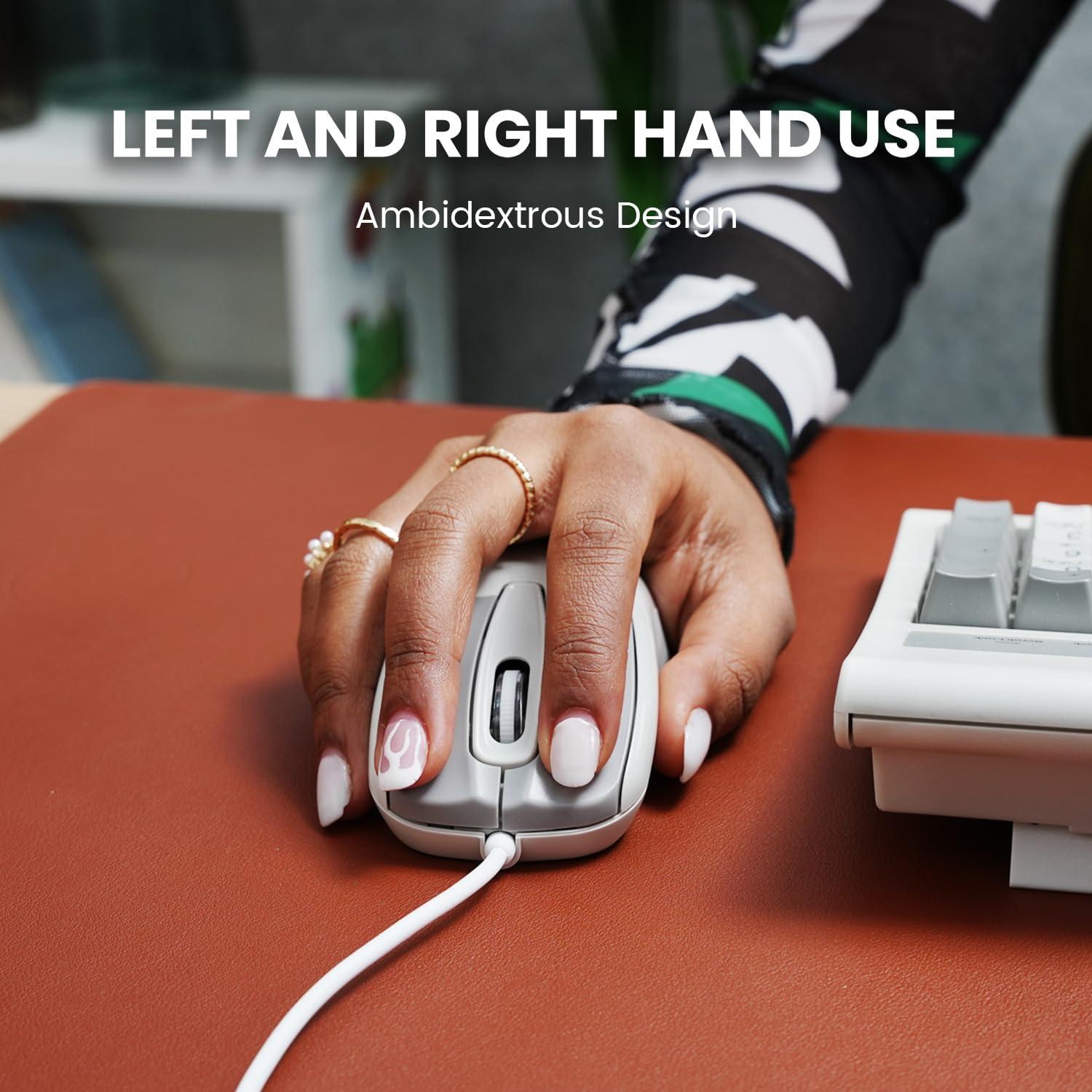 Perixx PERIMICE-209M 3 Button USB Wired Mouse - Optical - 1000 DPI - 5.9 Ft Cable - Beige