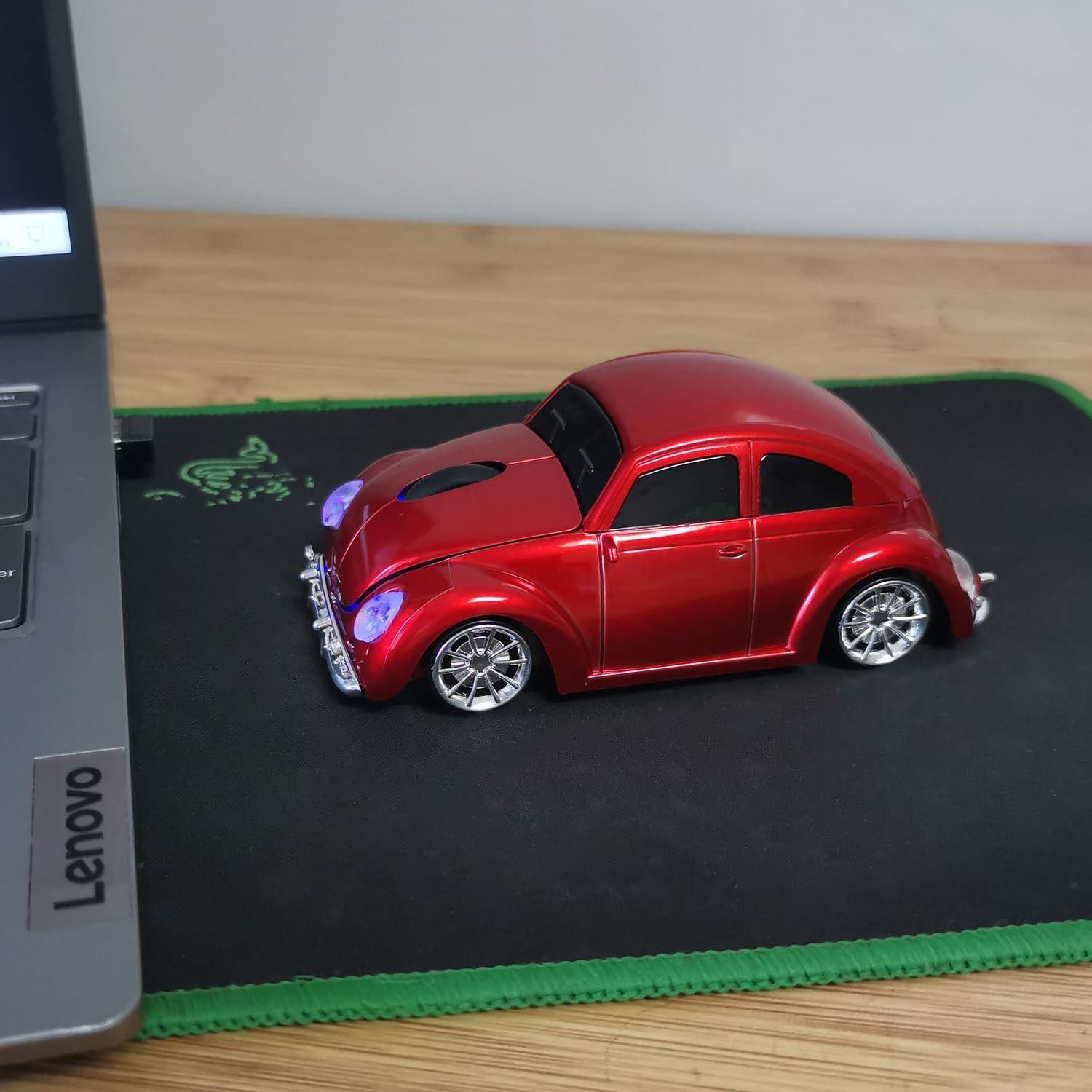 Wireless Car Mouse, 2.4Ghz Optical, Cute & Cool for Laptop PC Mac (Red)