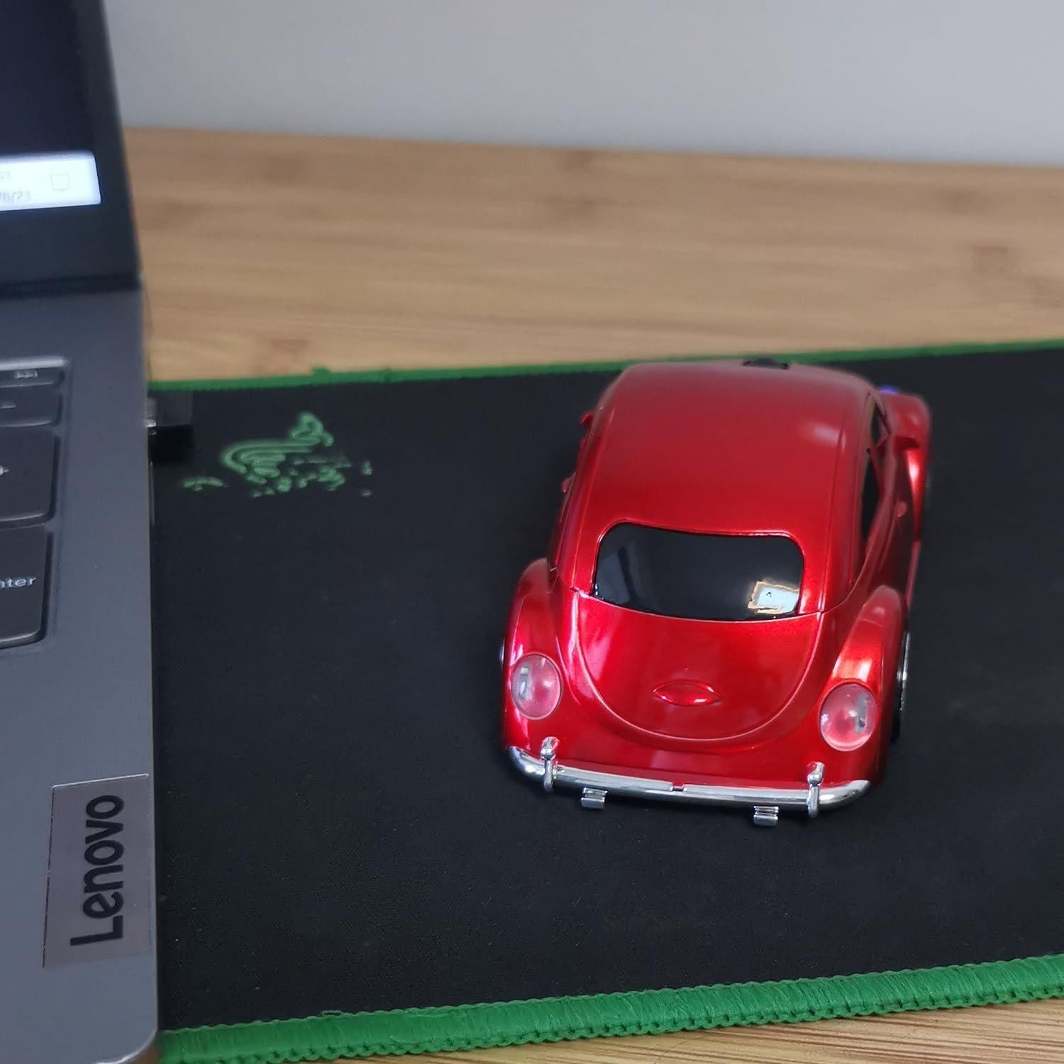 Wireless Car Mouse, 2.4Ghz Optical, Cute & Cool for Laptop PC Mac (Red)