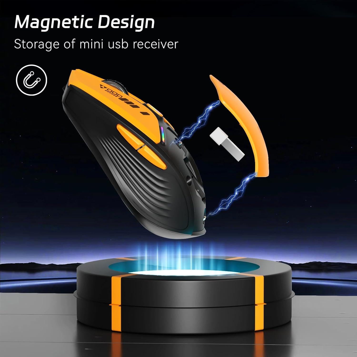 Ratón Inalámbrico Uciefy V19 Recargable 2.4GHz Naranja