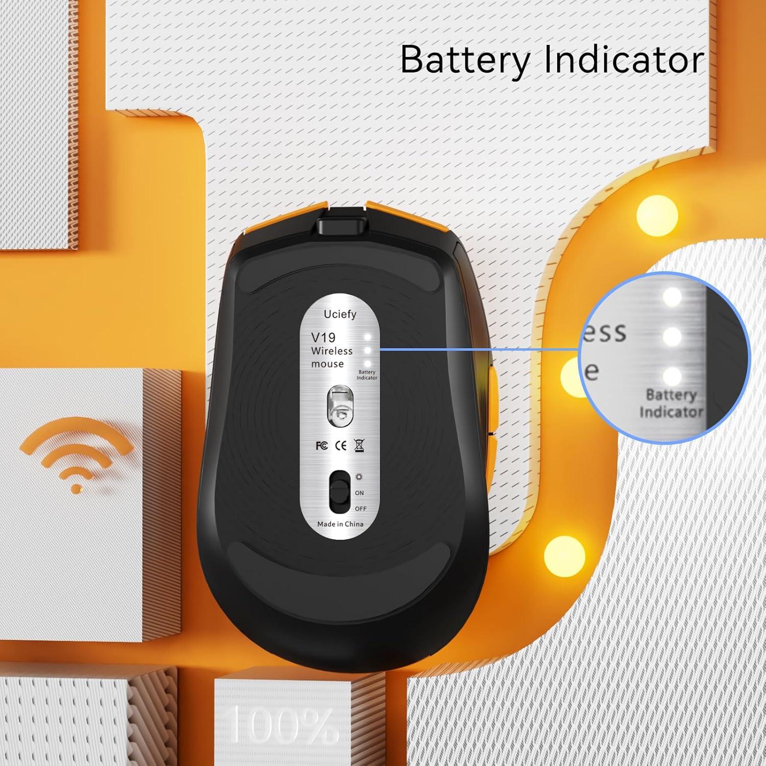 Ratón Inalámbrico Uciefy V19 Recargable 2.4GHz Naranja