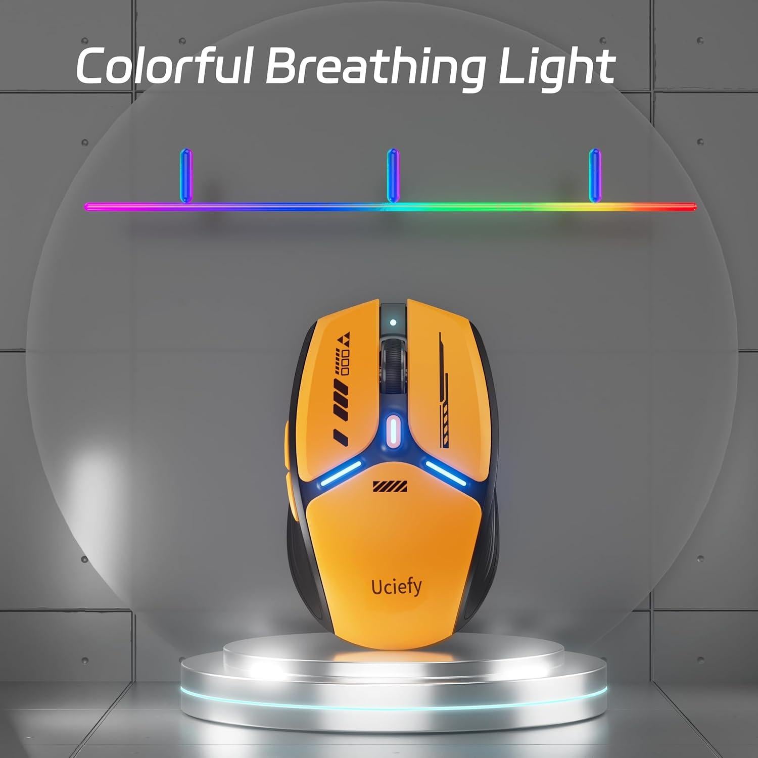 Ratón Inalámbrico Uciefy V19 Recargable 2.4GHz Naranja