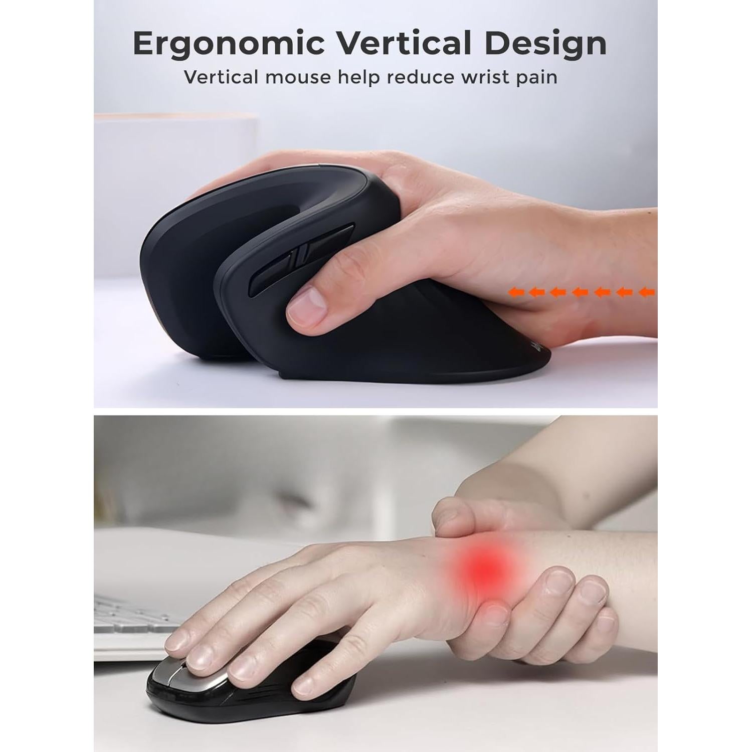 Ratón Vertical Inalámbrico Ergonómico DAREU LM109D 2.4GHz/BT