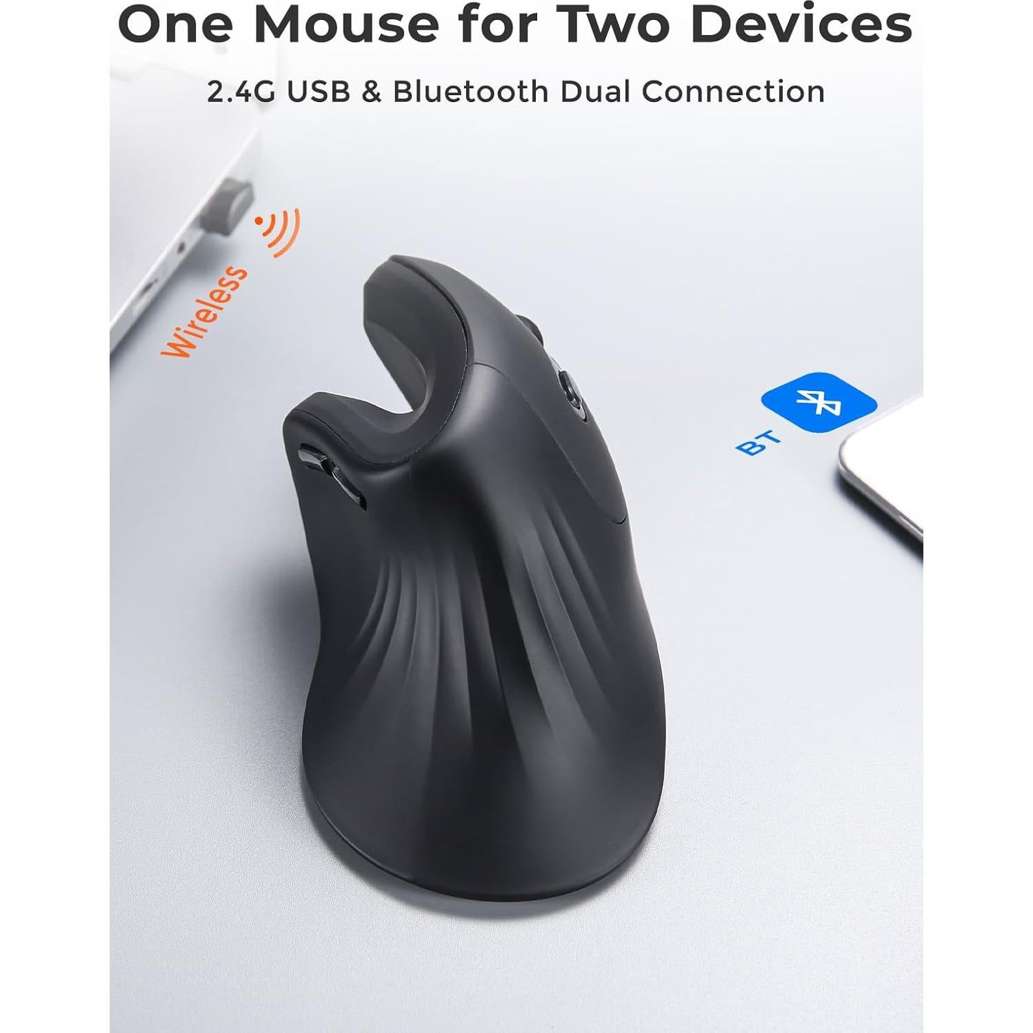 Ratón Vertical Inalámbrico Ergonómico DAREU LM109D 2.4GHz/BT