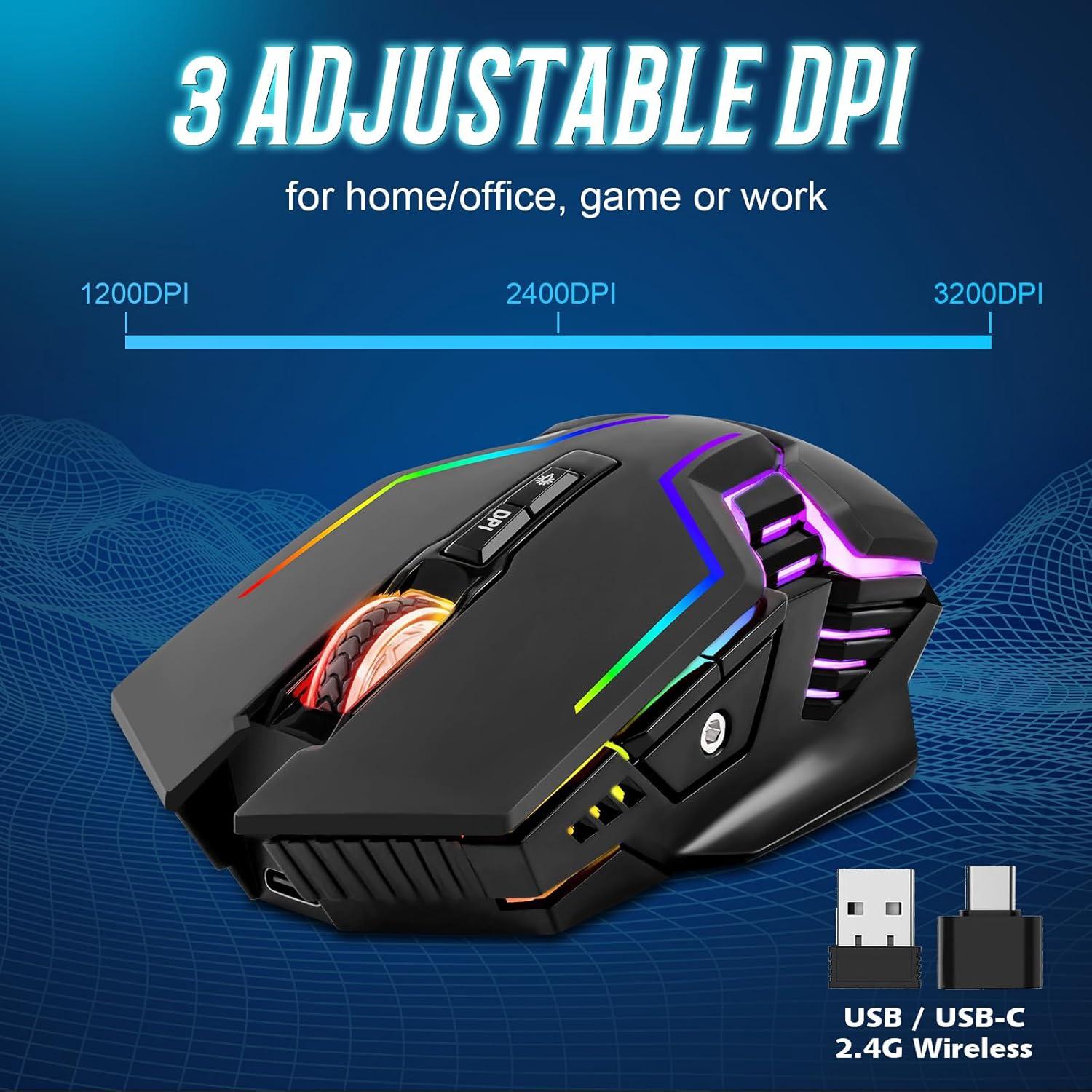 Ratón Inalámbrico para Juegos CHONCHOW WG01 RGB 3200 DPI