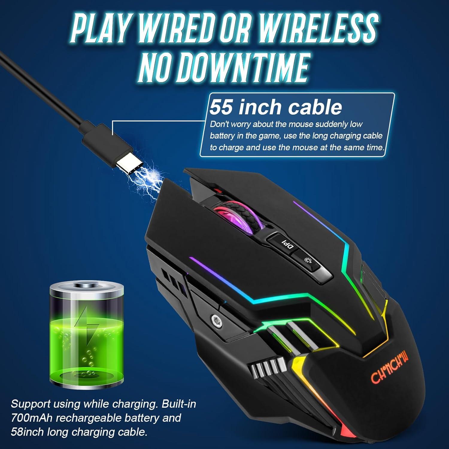 Ratón Inalámbrico para Juegos CHONCHOW WG01 RGB 3200 DPI