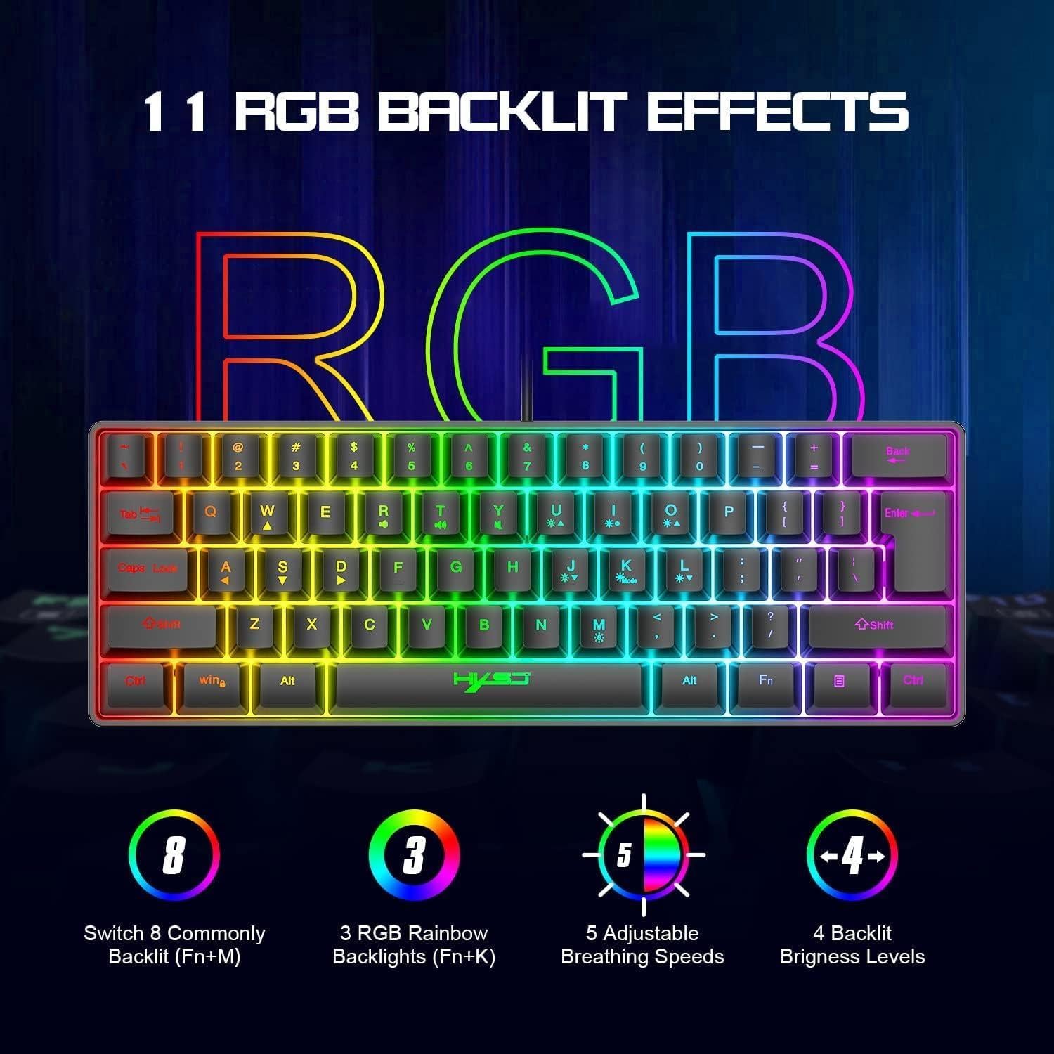Combo Teclado y Ratón Gaming SELORSS RGB 61 Teclas 6400 DPI