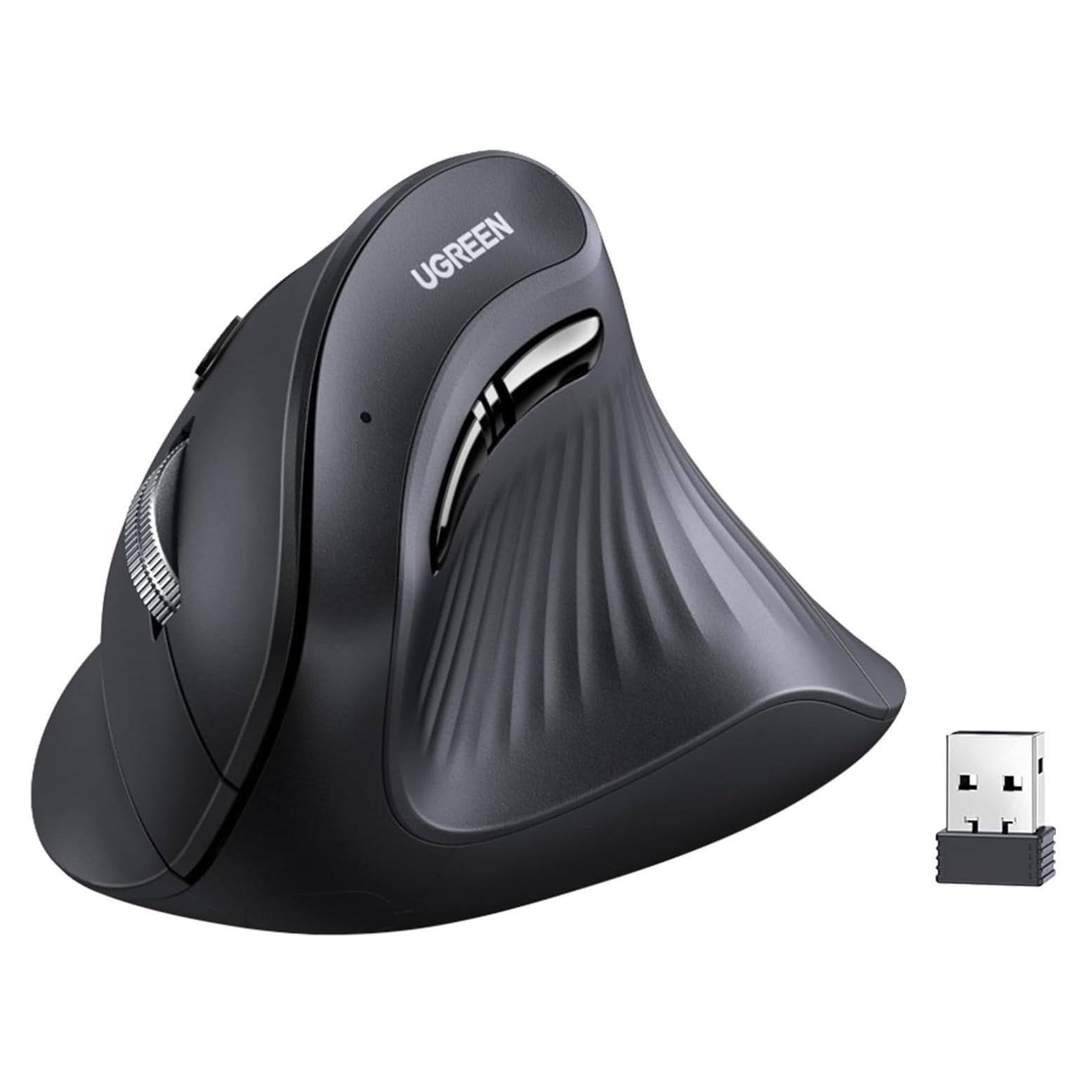 Ratón Vertical Inalámbrico UGREEN Ergonómico 4000 DPI Negro