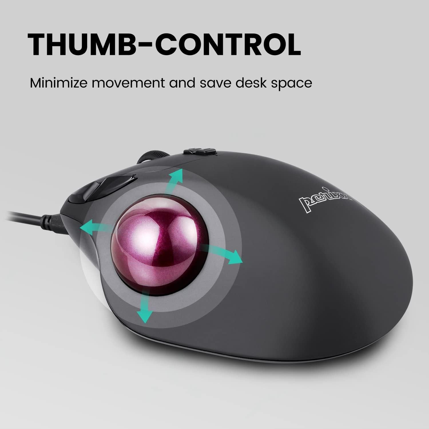 Ratón Trackball Perixx Perimice-517 USB Cableado 7 Botones