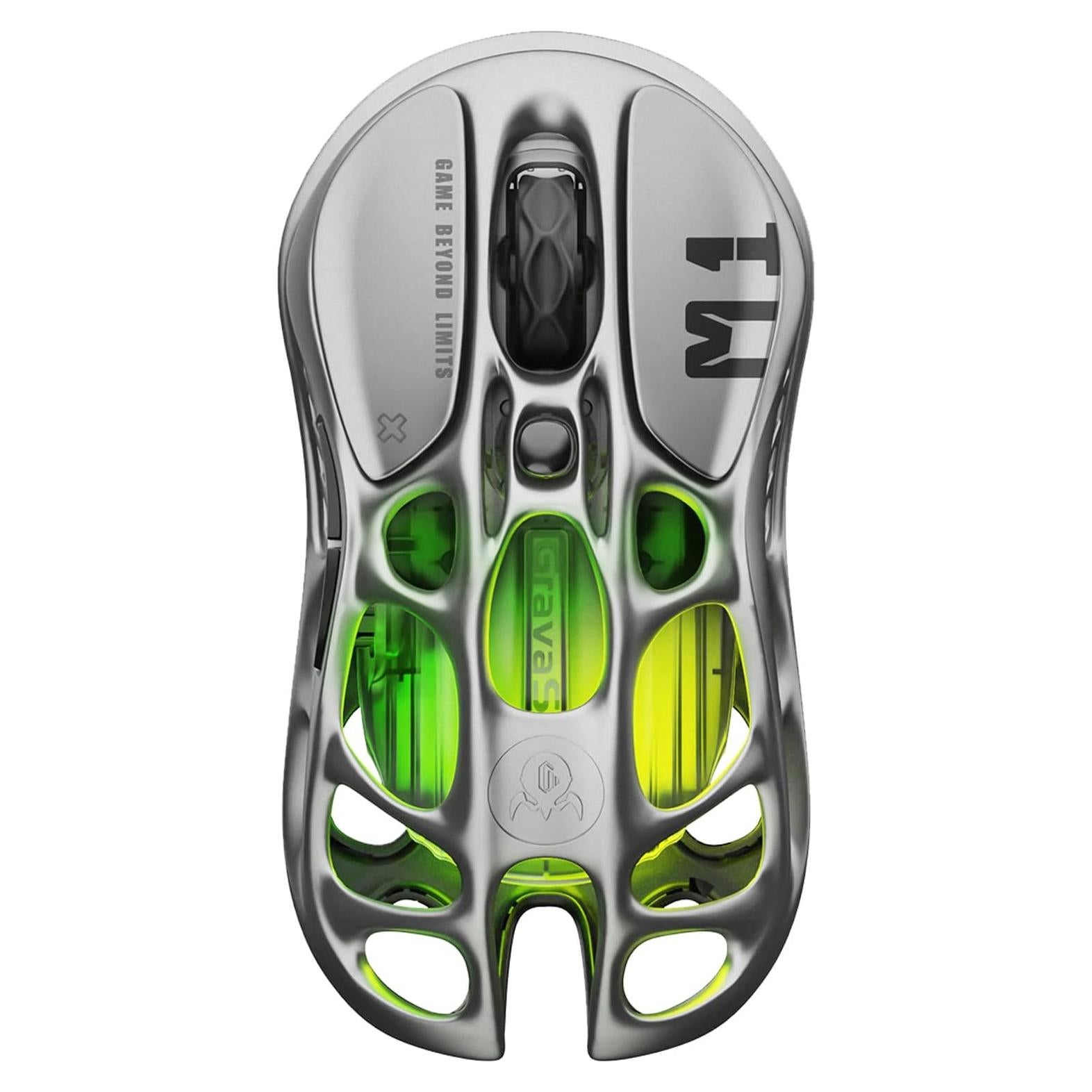 GravaStar Wireless Gaming Mice Mercury M1 Pro, Lightweight Magnesium Alloy Gaming Mouse, 26,000 DPI, PAW3395DM Sensor, Tri Mode Connection, Support 4K, Up to 200 Hours Battery Life