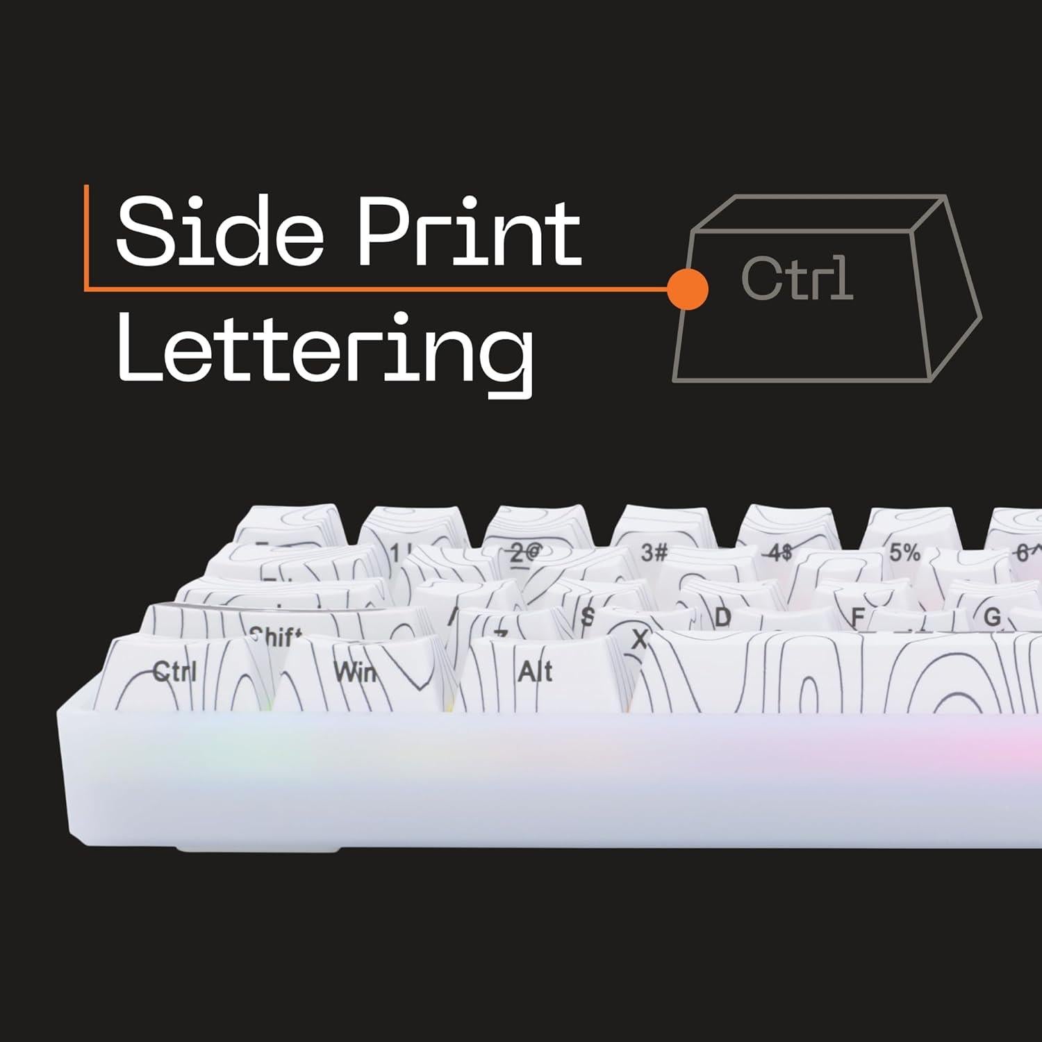Higround Trailhead 65% Mechanical USB Wired Gaming Keyboard, TTC Linear Custom Switches, Programable RGB, Hot-Swappable, Deep Thock Creamy Sounding PC Keyboard, Pre-lubed (SNOWSTONE)