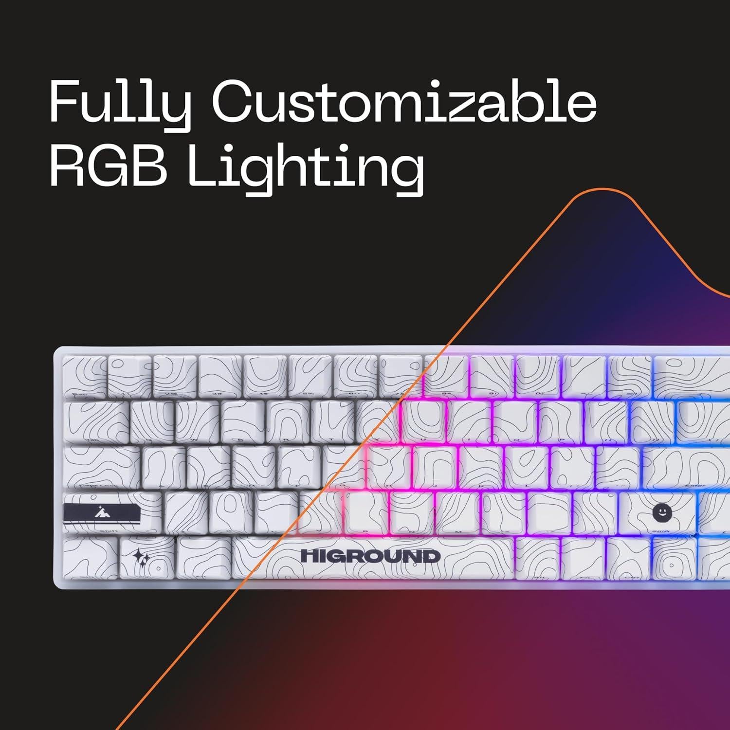 Higround Trailhead 65% Mechanical USB Wired Gaming Keyboard, TTC Linear Custom Switches, Programable RGB, Hot-Swappable, Deep Thock Creamy Sounding PC Keyboard, Pre-lubed (SNOWSTONE)