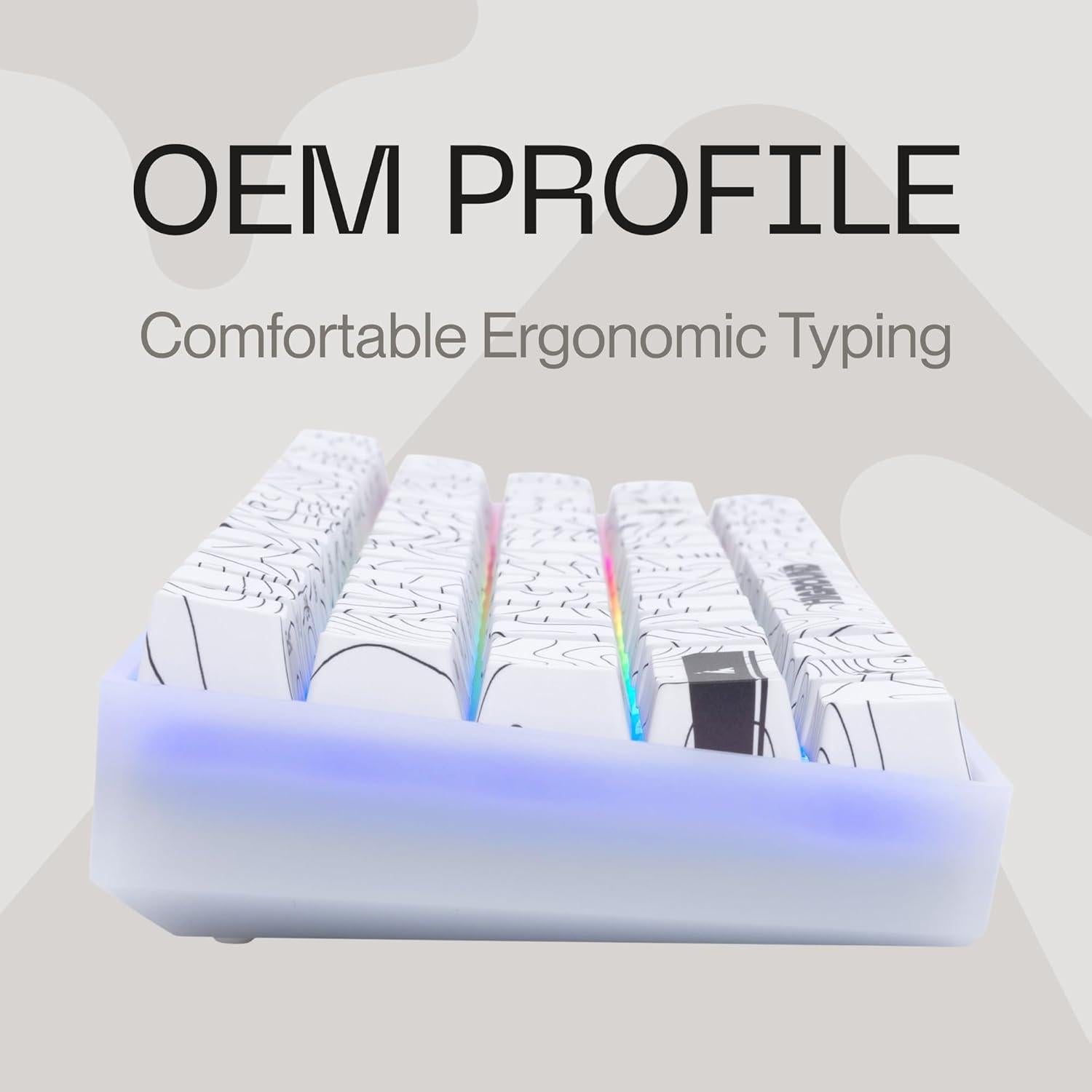 Higround Trailhead 65% Mechanical USB Wired Gaming Keyboard, TTC Linear Custom Switches, Programable RGB, Hot-Swappable, Deep Thock Creamy Sounding PC Keyboard, Pre-lubed (SNOWSTONE)