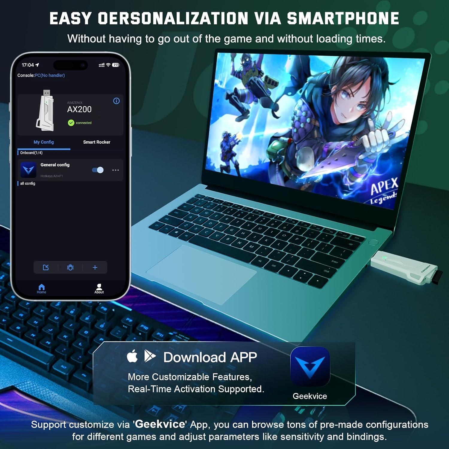 Adaptador de Teclado y Ratón Joso AX200 para PC - Asistencia de Apuntado