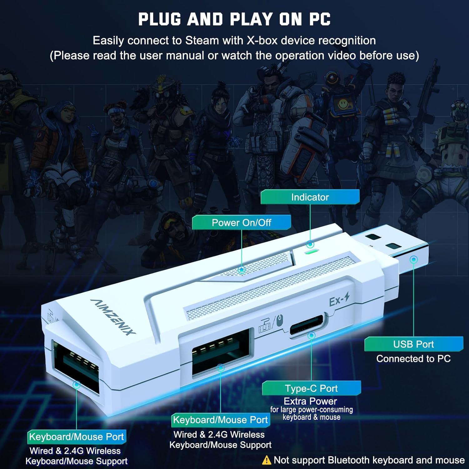 Adaptador de Teclado y Ratón Joso AX200 para PC - Asistencia de Apuntado