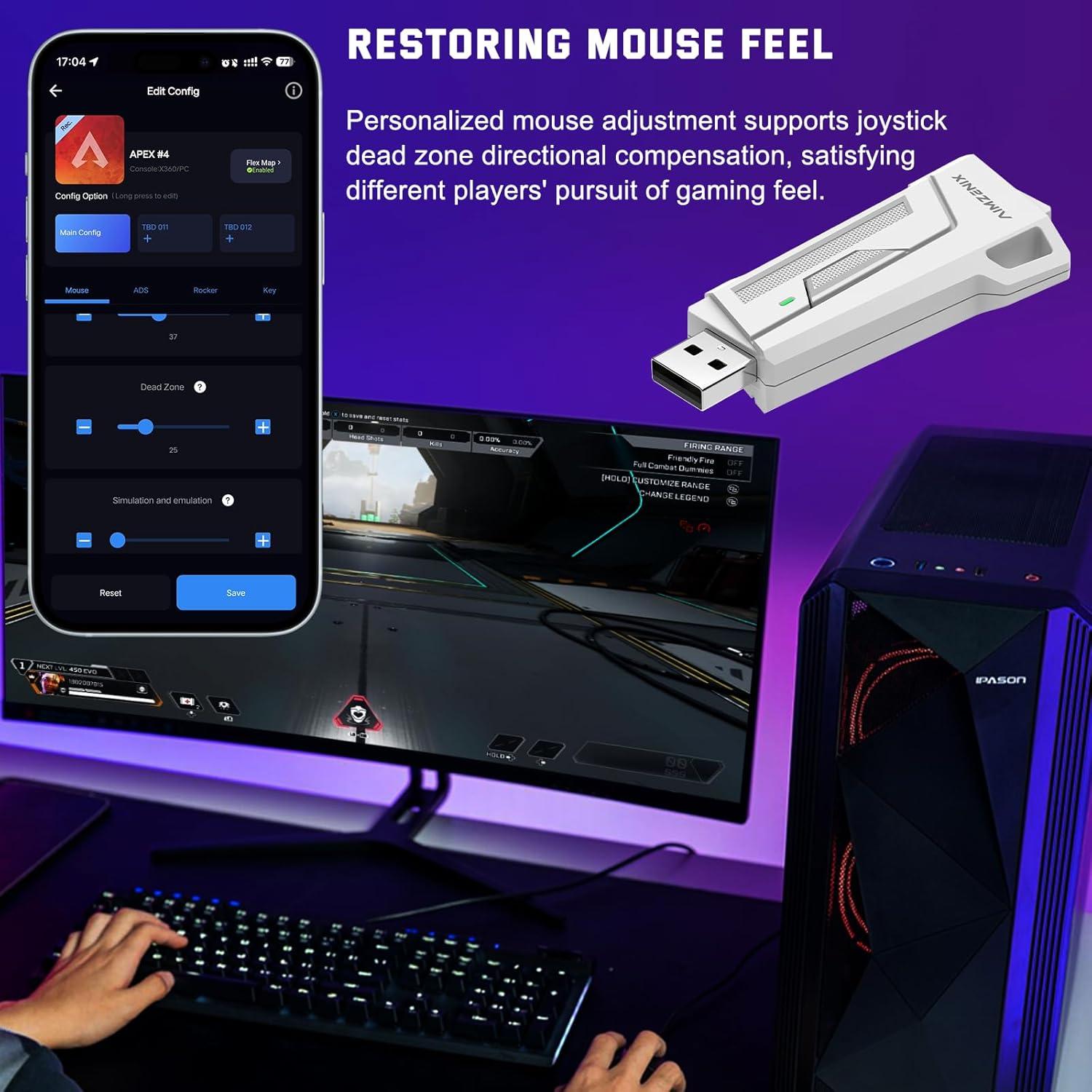 Adaptador de Teclado y Ratón Joso AX200 para PC - Asistencia de Apuntado