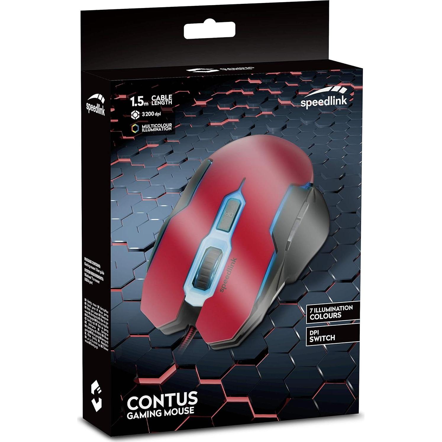 Ratón Gaming Speedlink CONTUS 5 Botones LED 3200 dpi Ergonómico